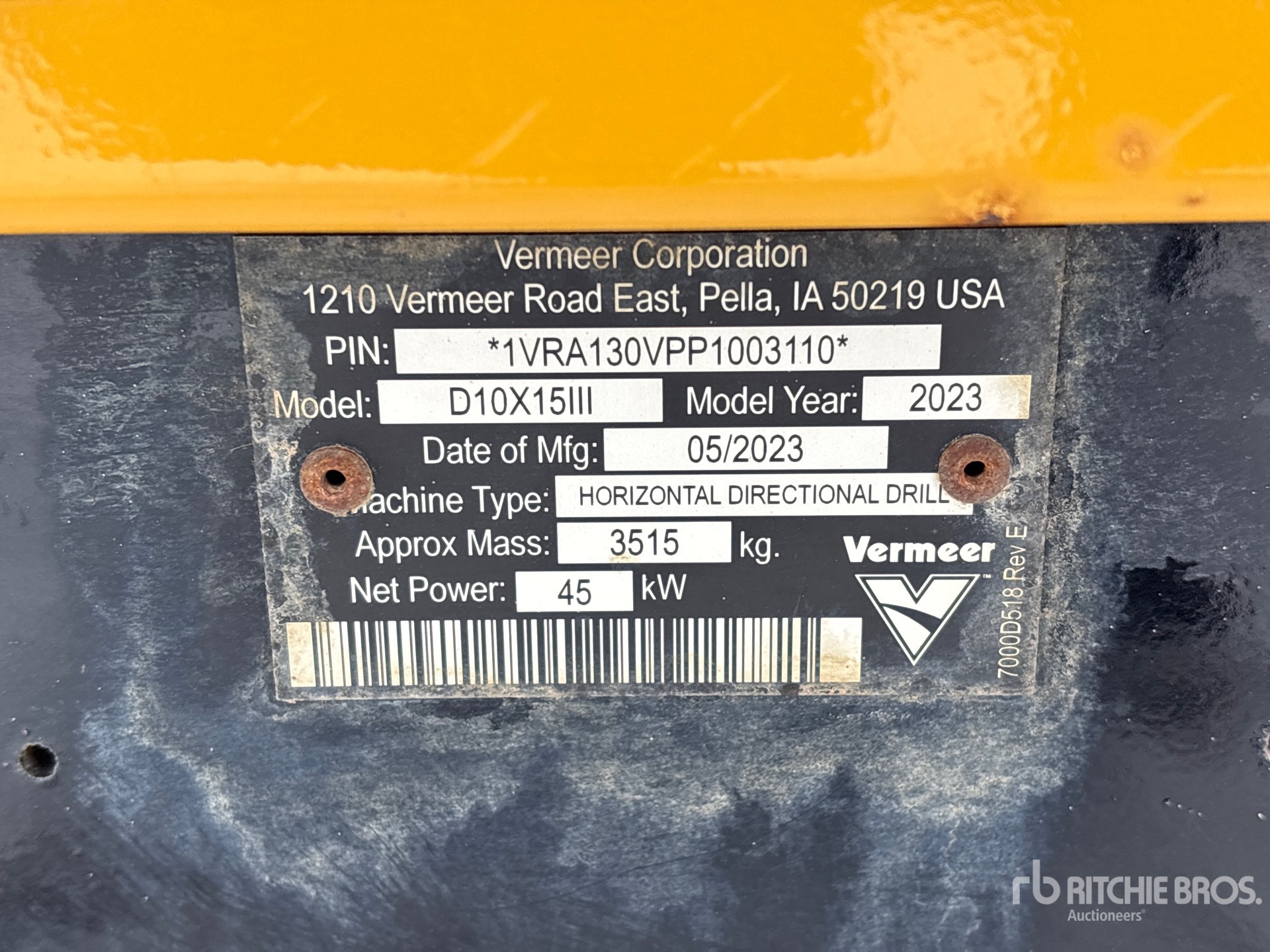 General Appearance with Serial Number / VIN