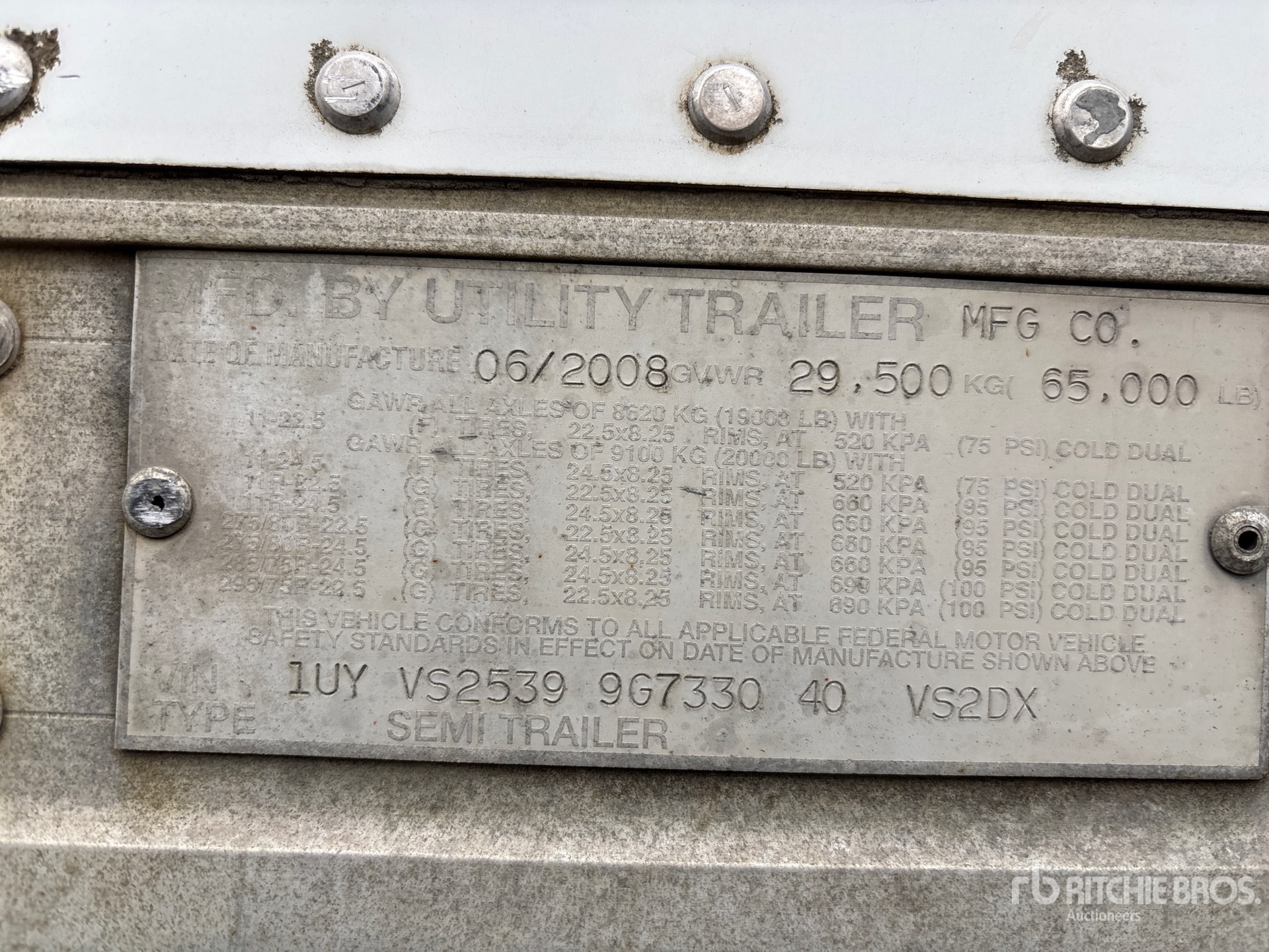 General Appearance with Serial Number / VIN