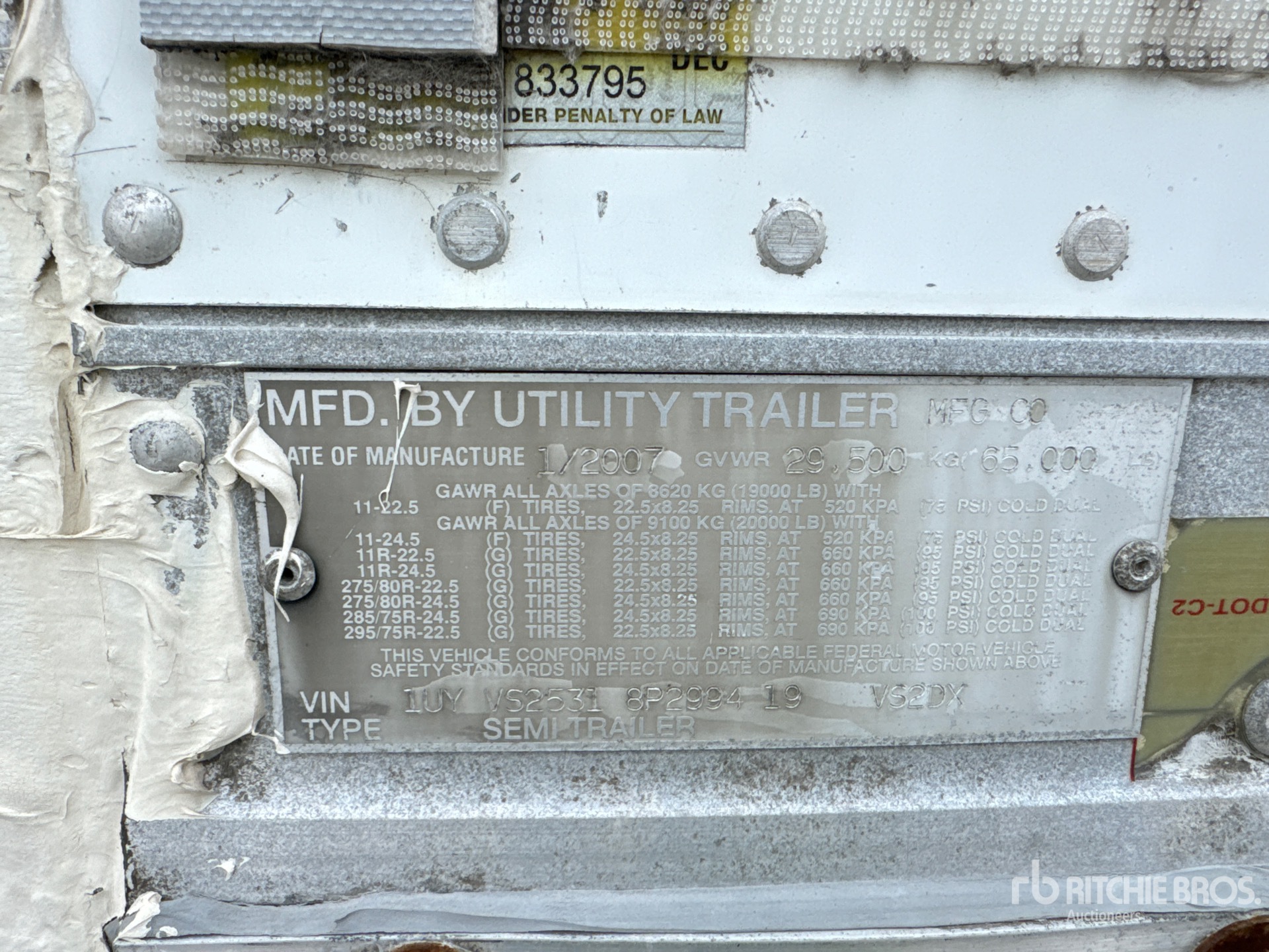 General Appearance with Serial Number / VIN