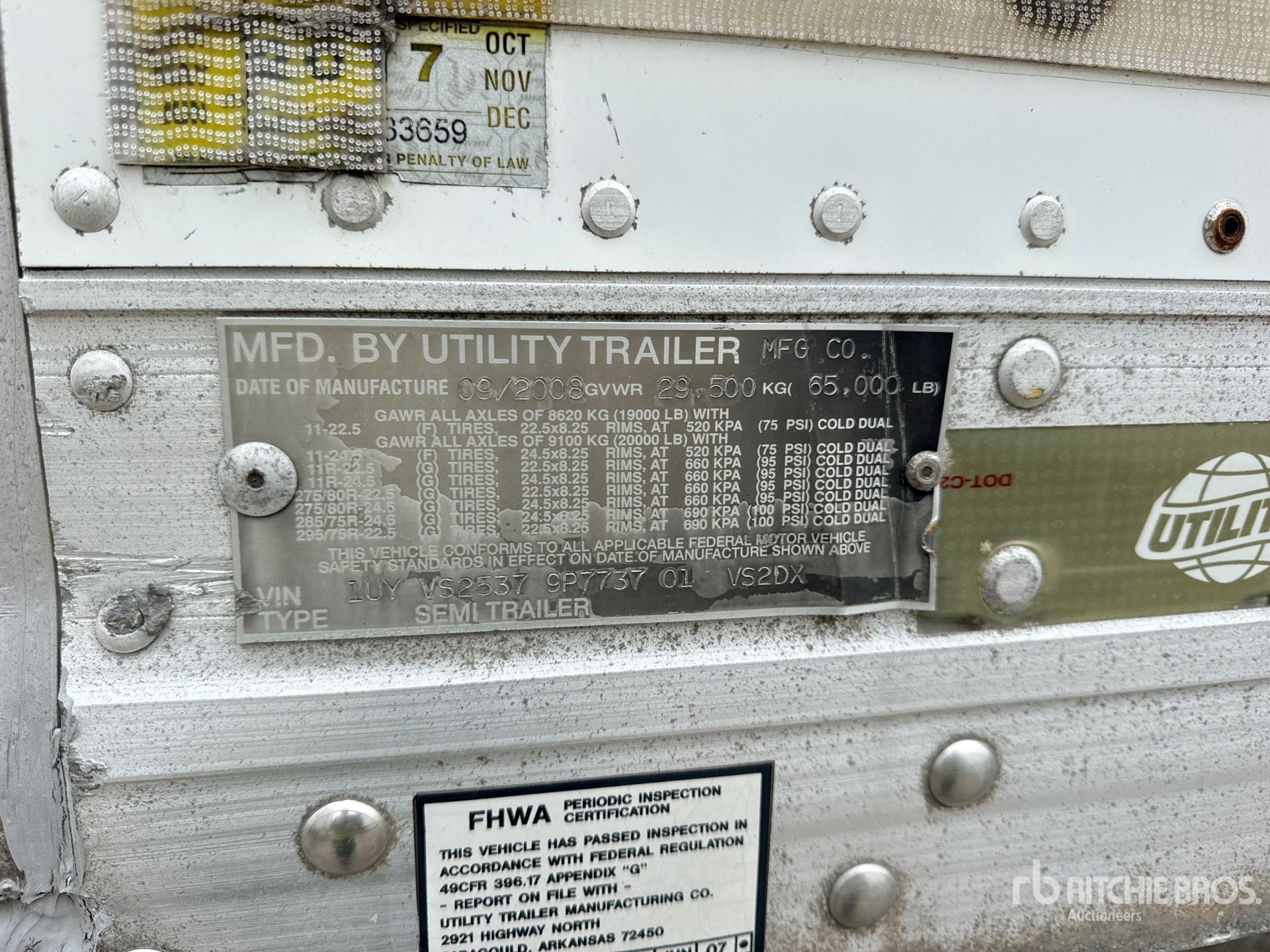 General Appearance with Serial Number / VIN