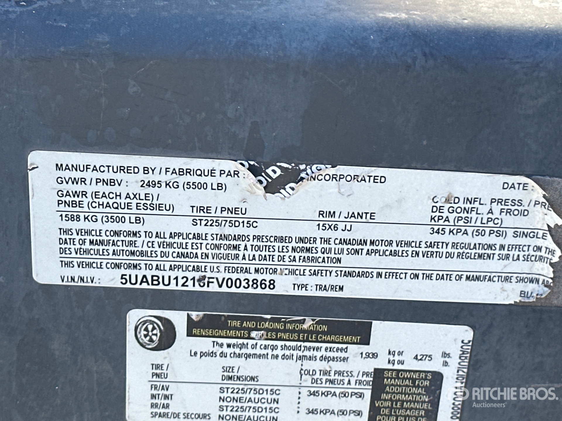 General Appearance with Serial Number / VIN