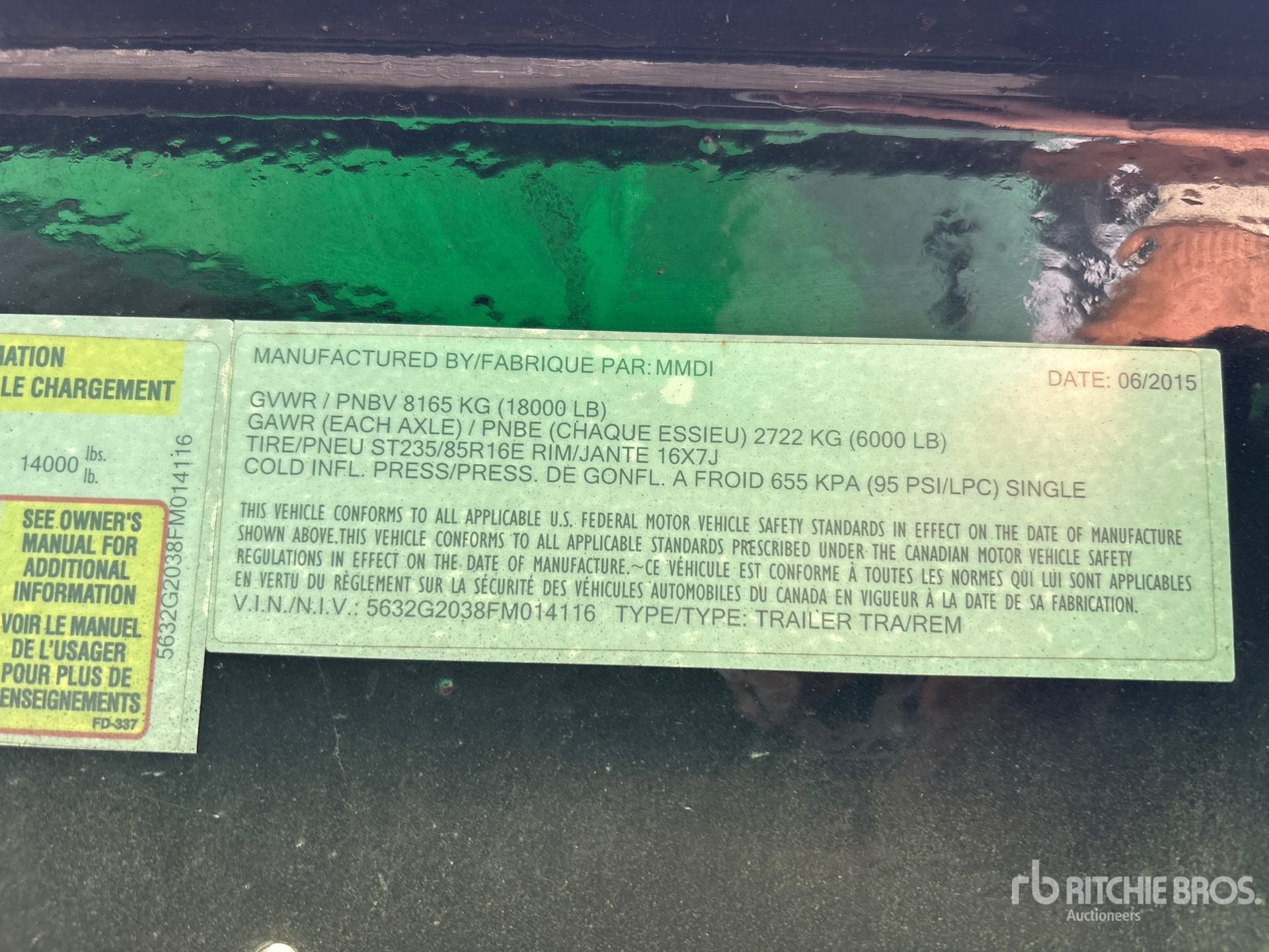 General Appearance with Serial Number / VIN