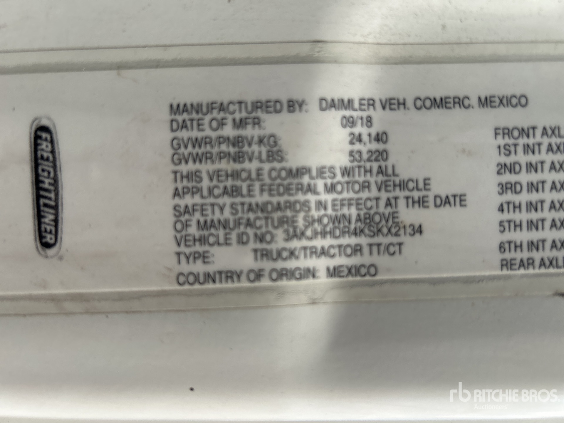 General Appearance with Serial Number / VIN