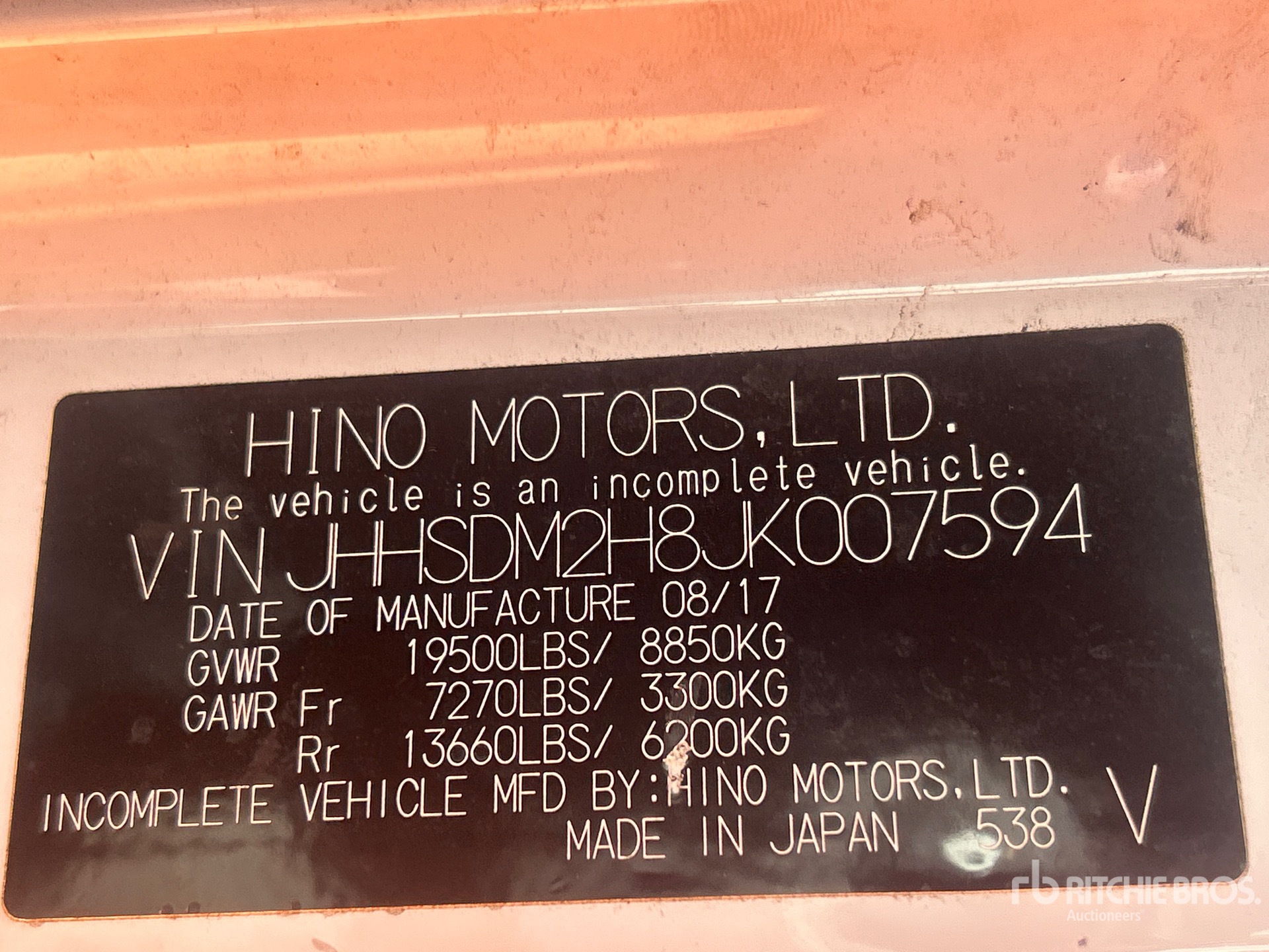 General Appearance with Serial Number / VIN