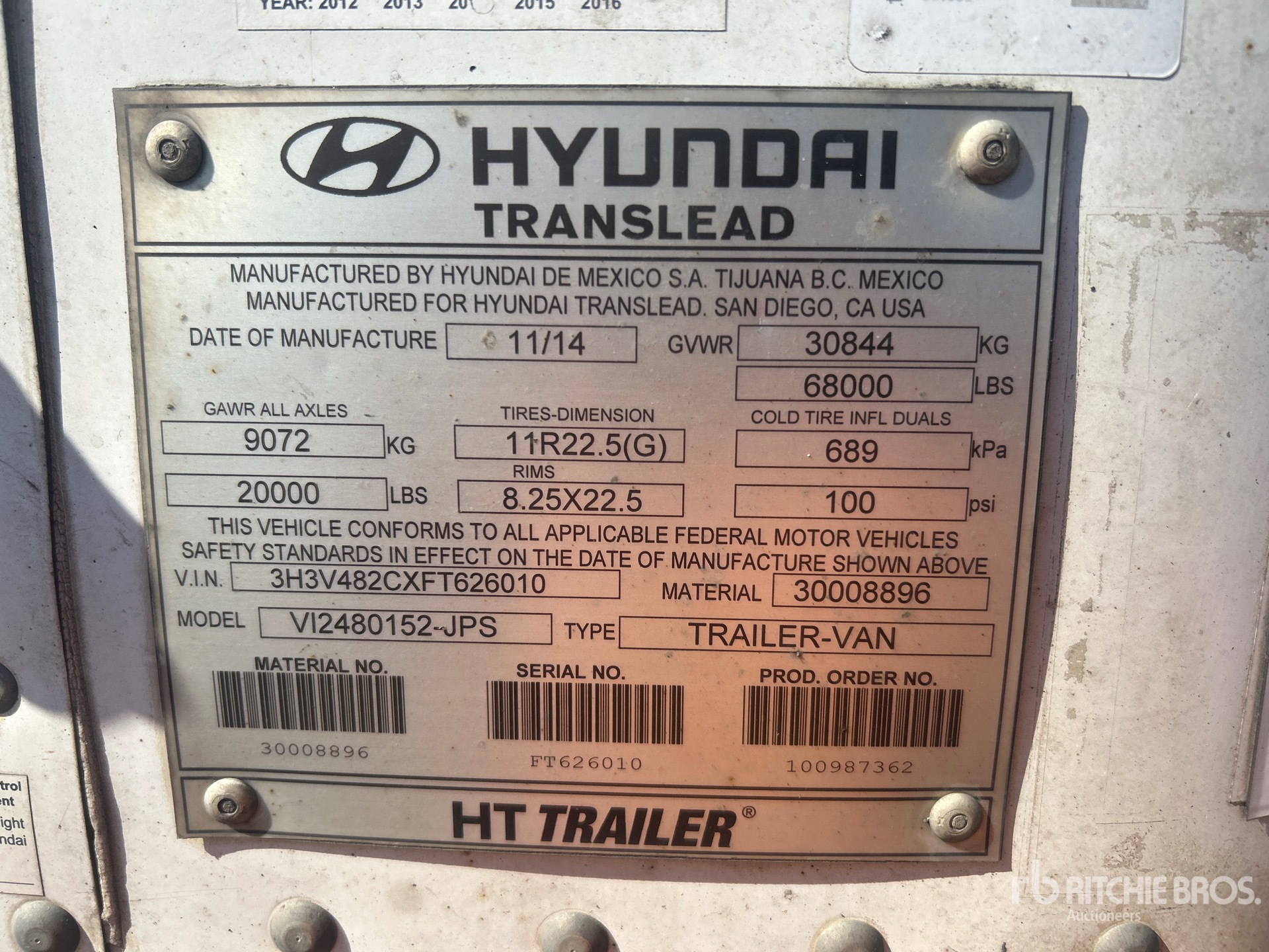 General Appearance with Serial Number / VIN