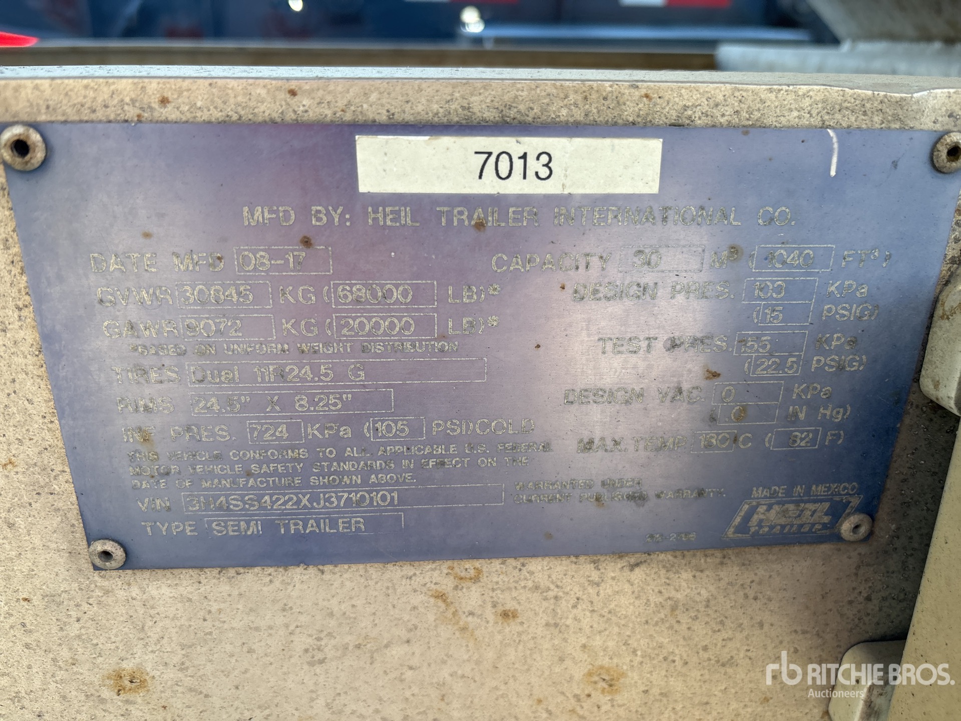 General Appearance with Serial Number / VIN