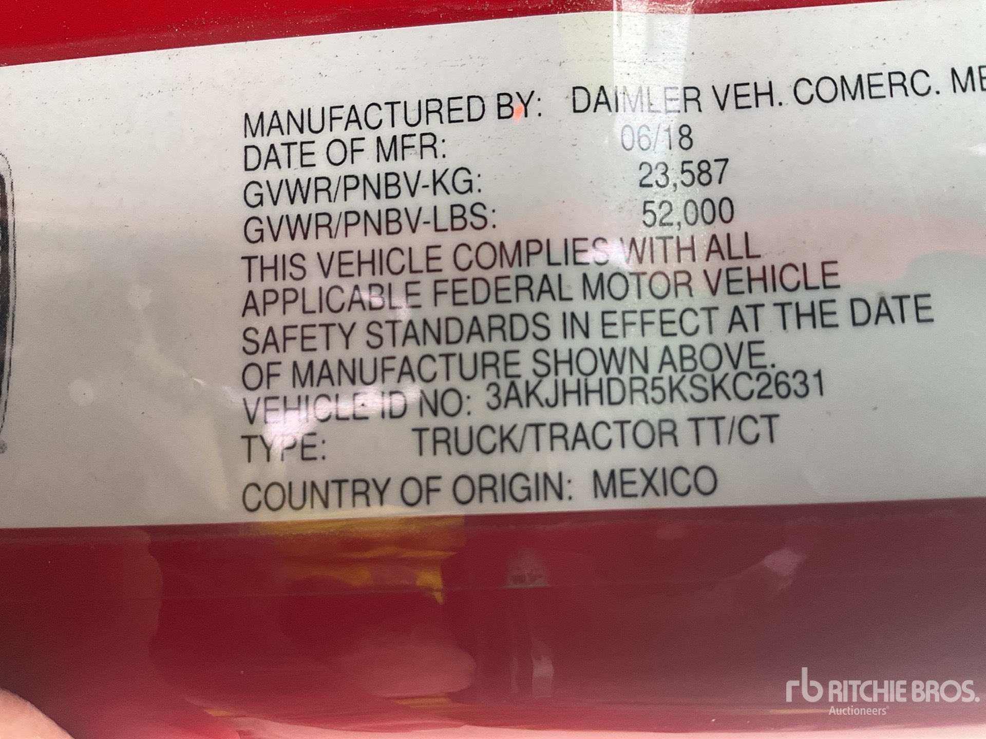 General Appearance with Serial Number / VIN