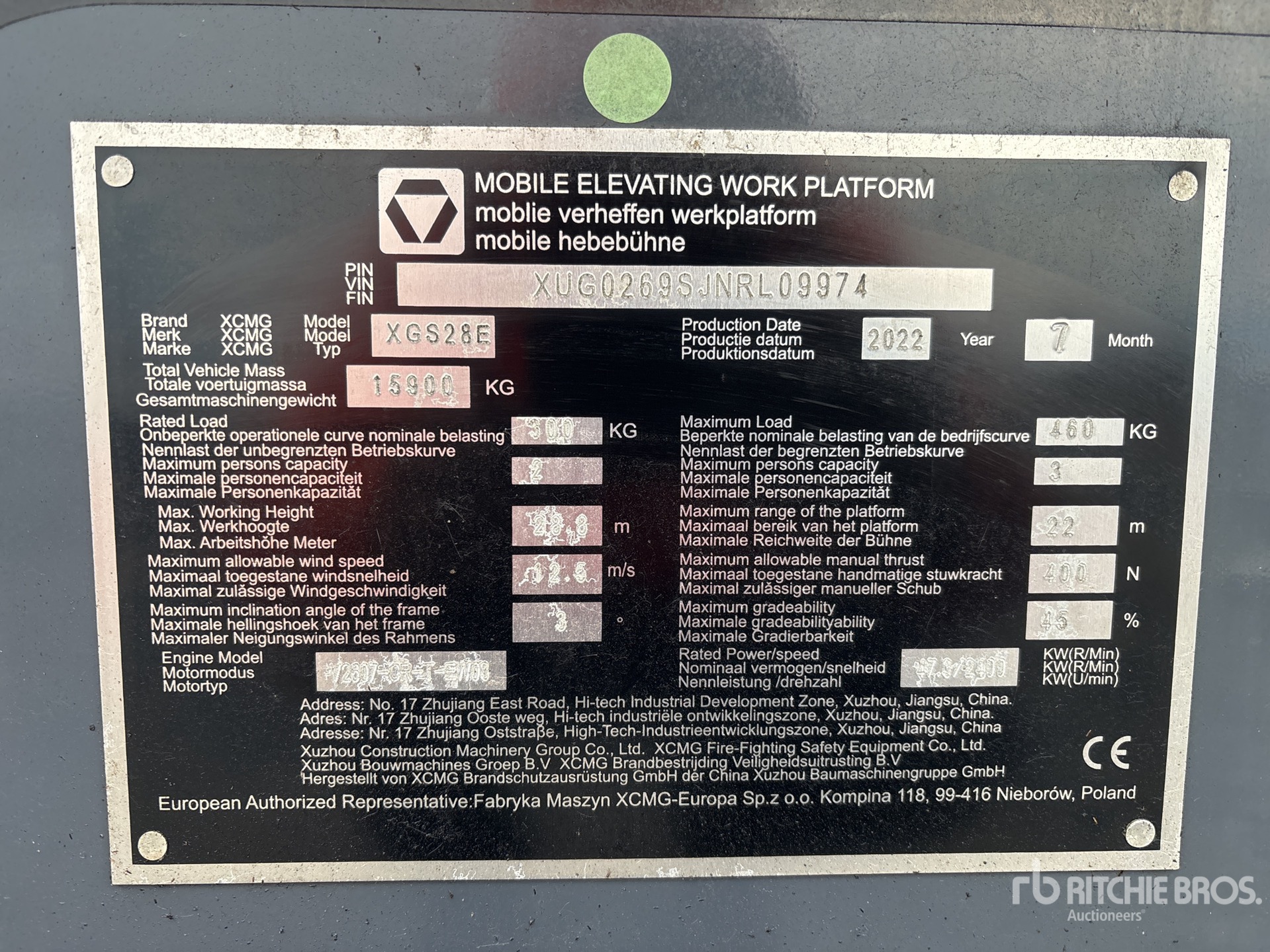 General Appearance with N.º de serie/VIN