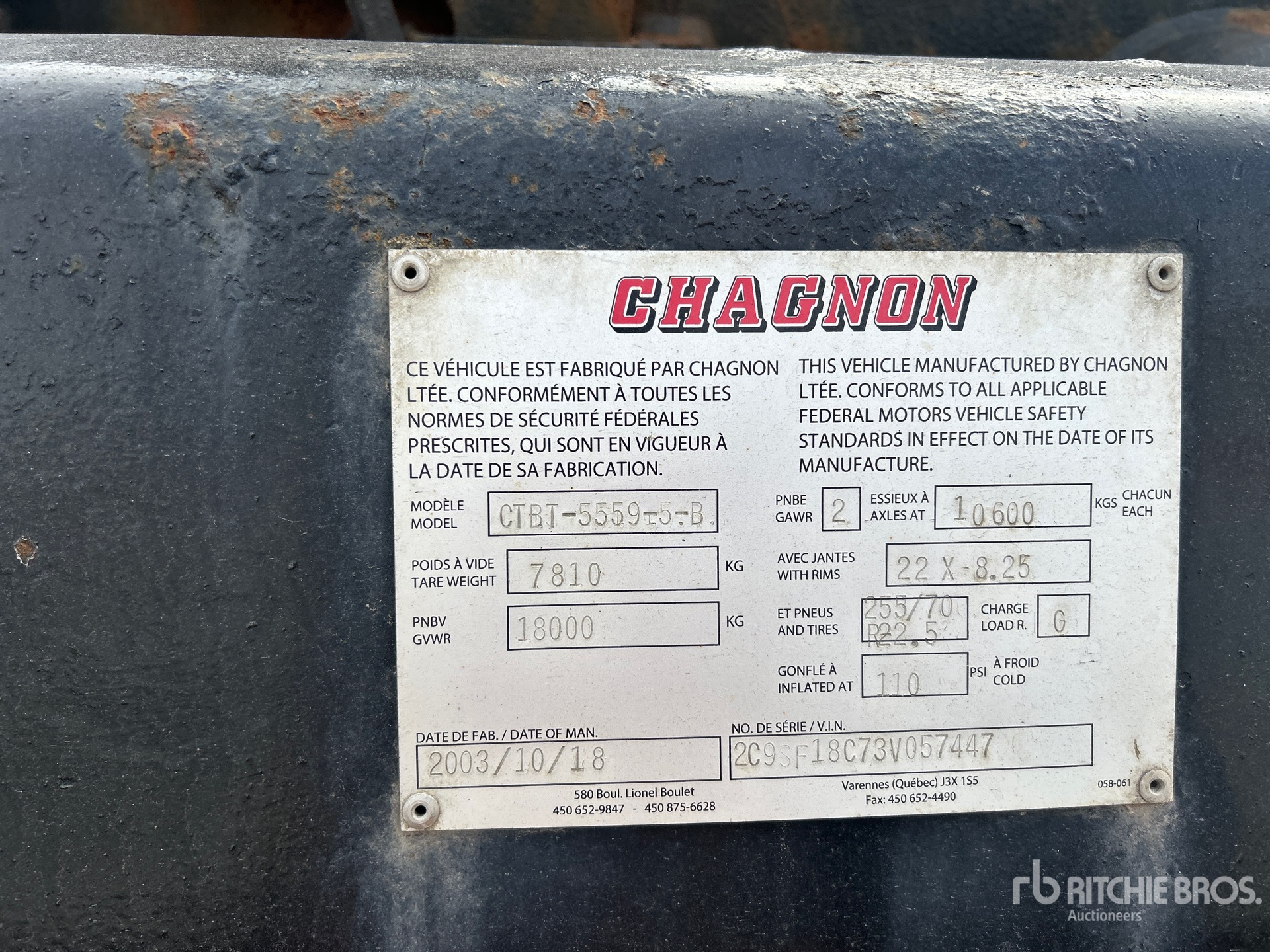 General Appearance with Serial Number / VIN