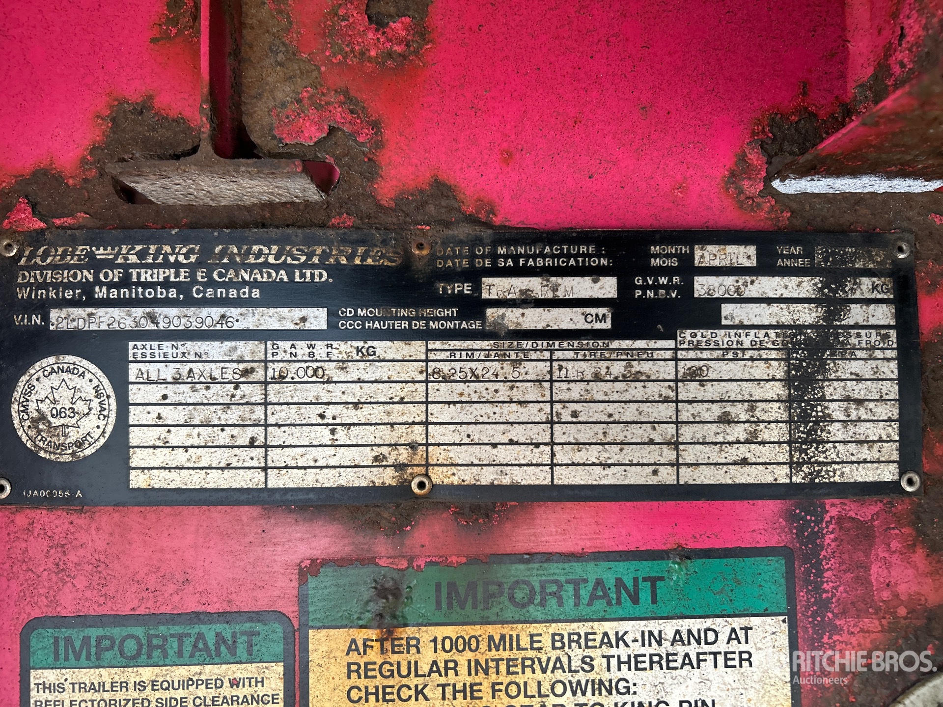 General Appearance with N.º de serie/VIN