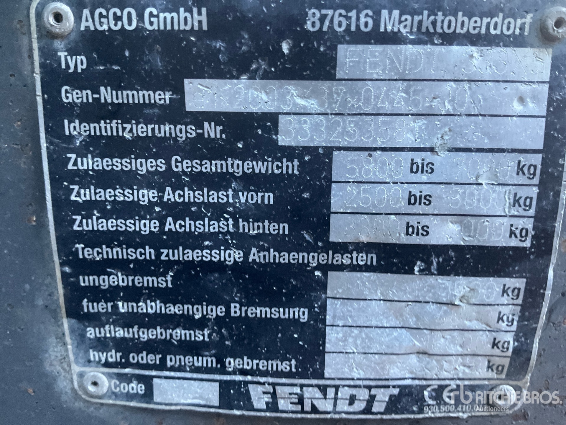 General Appearance with Serial Number / VIN