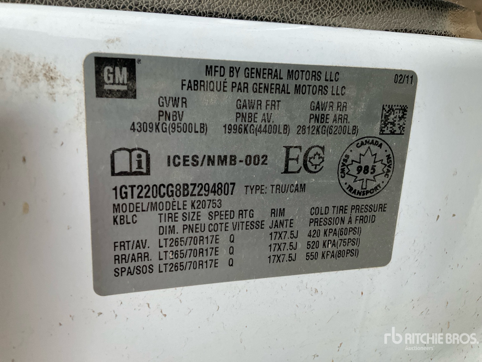 General Appearance with Serial Number / VIN