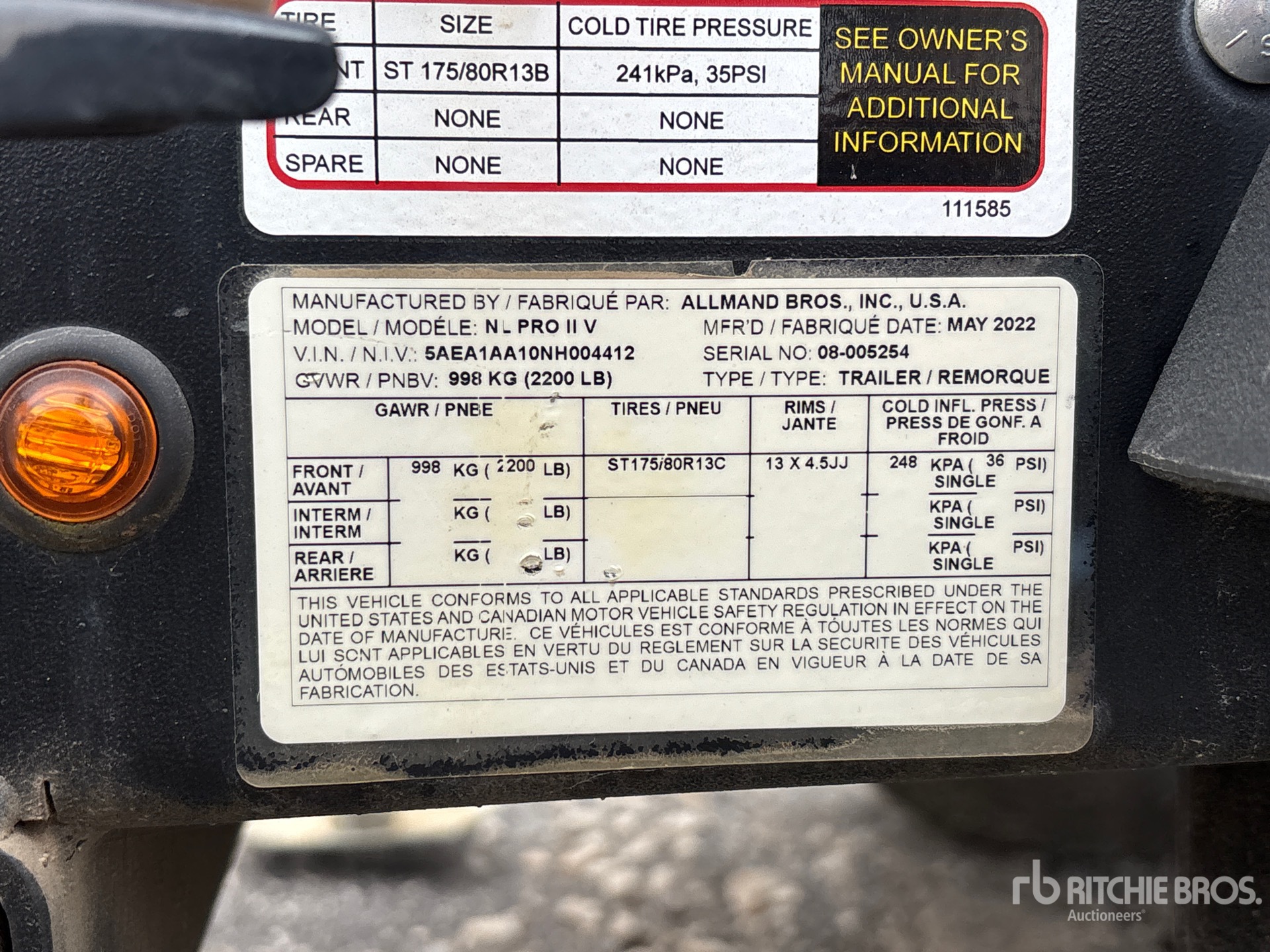 General Appearance with Serial Number / VIN