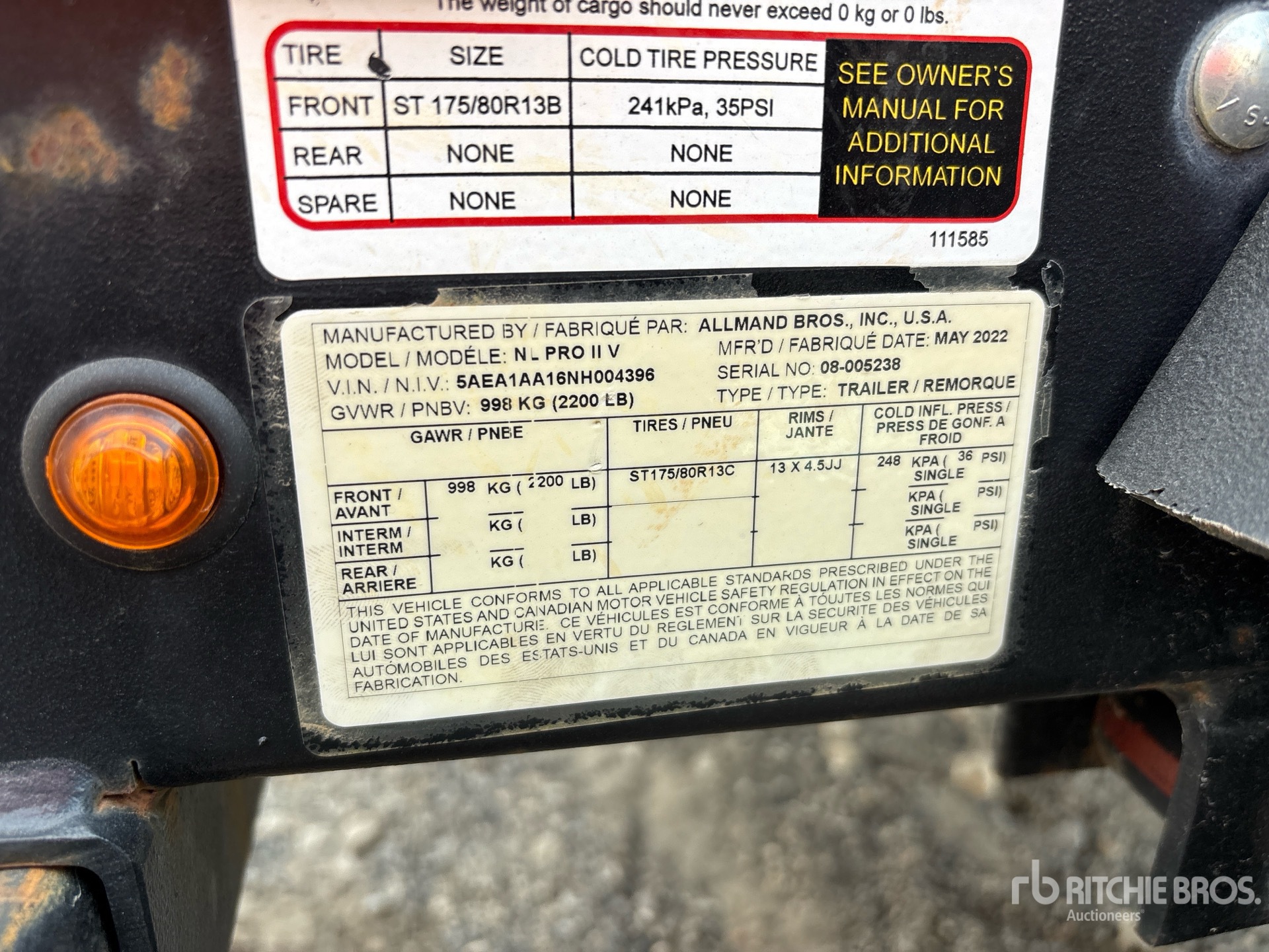 General Appearance with Serial Number / VIN