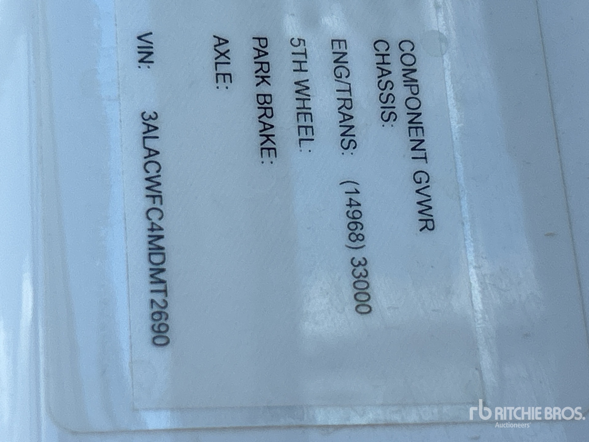 General Appearance with Serial Number / VIN