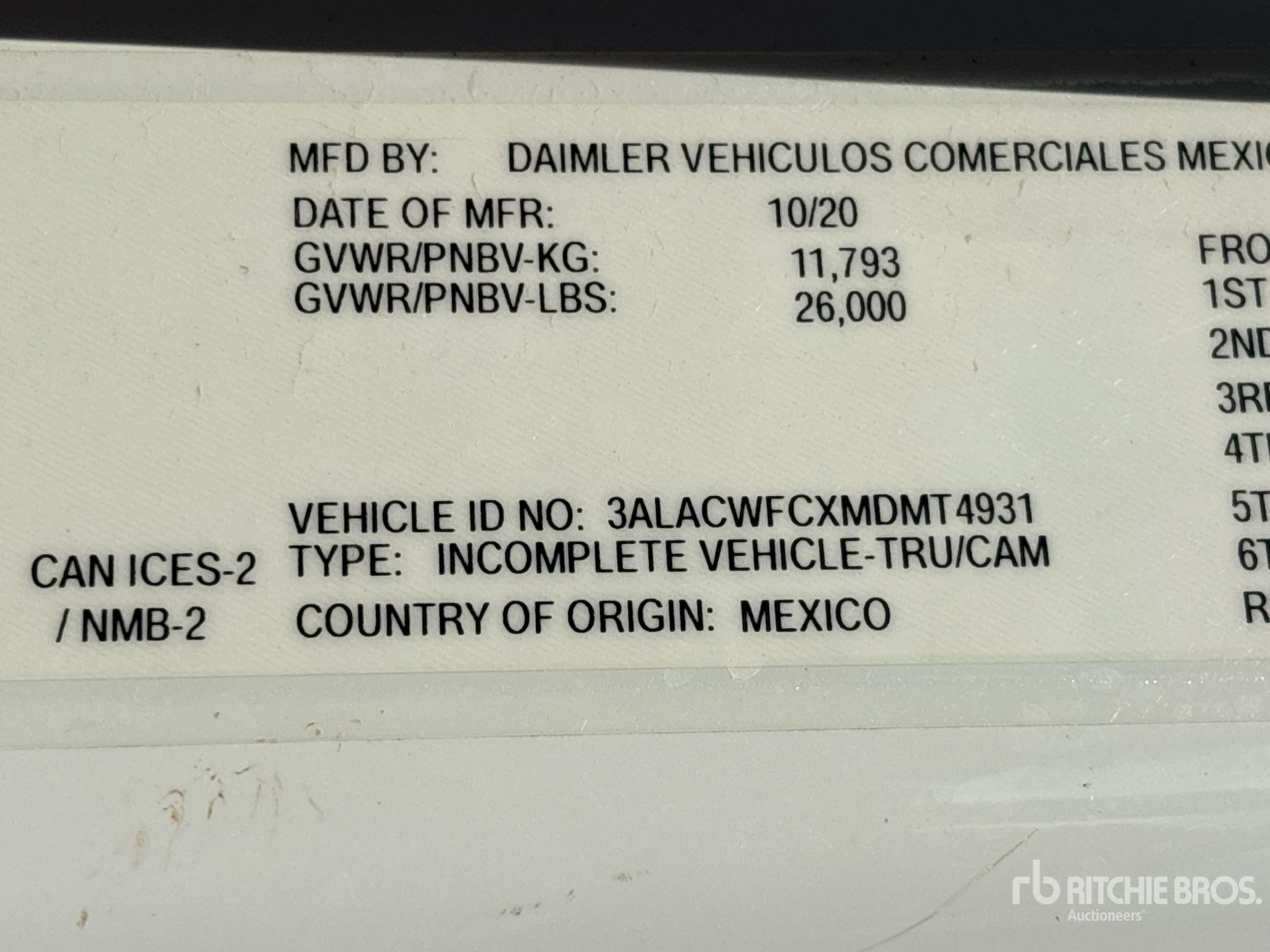 General Appearance with Serial Number / VIN