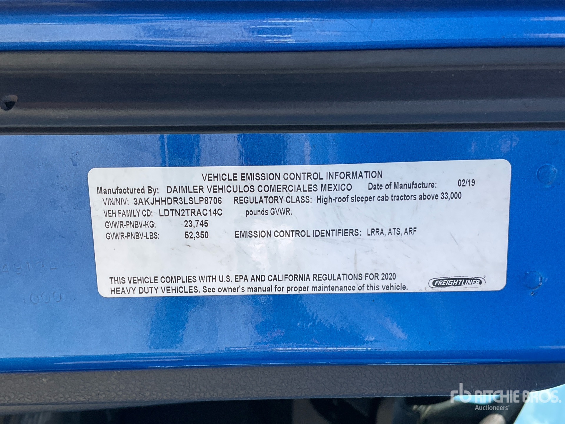 General Appearance with Serial Number / VIN