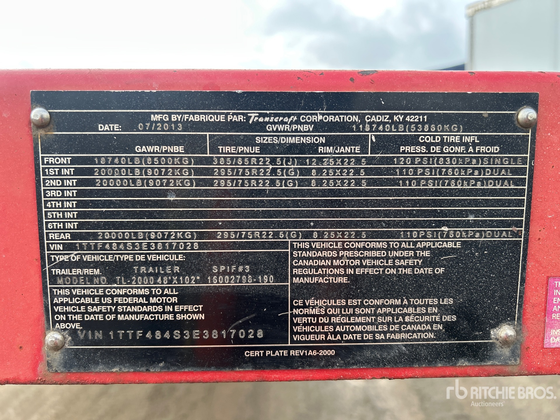 General Appearance with Serial Number / VIN