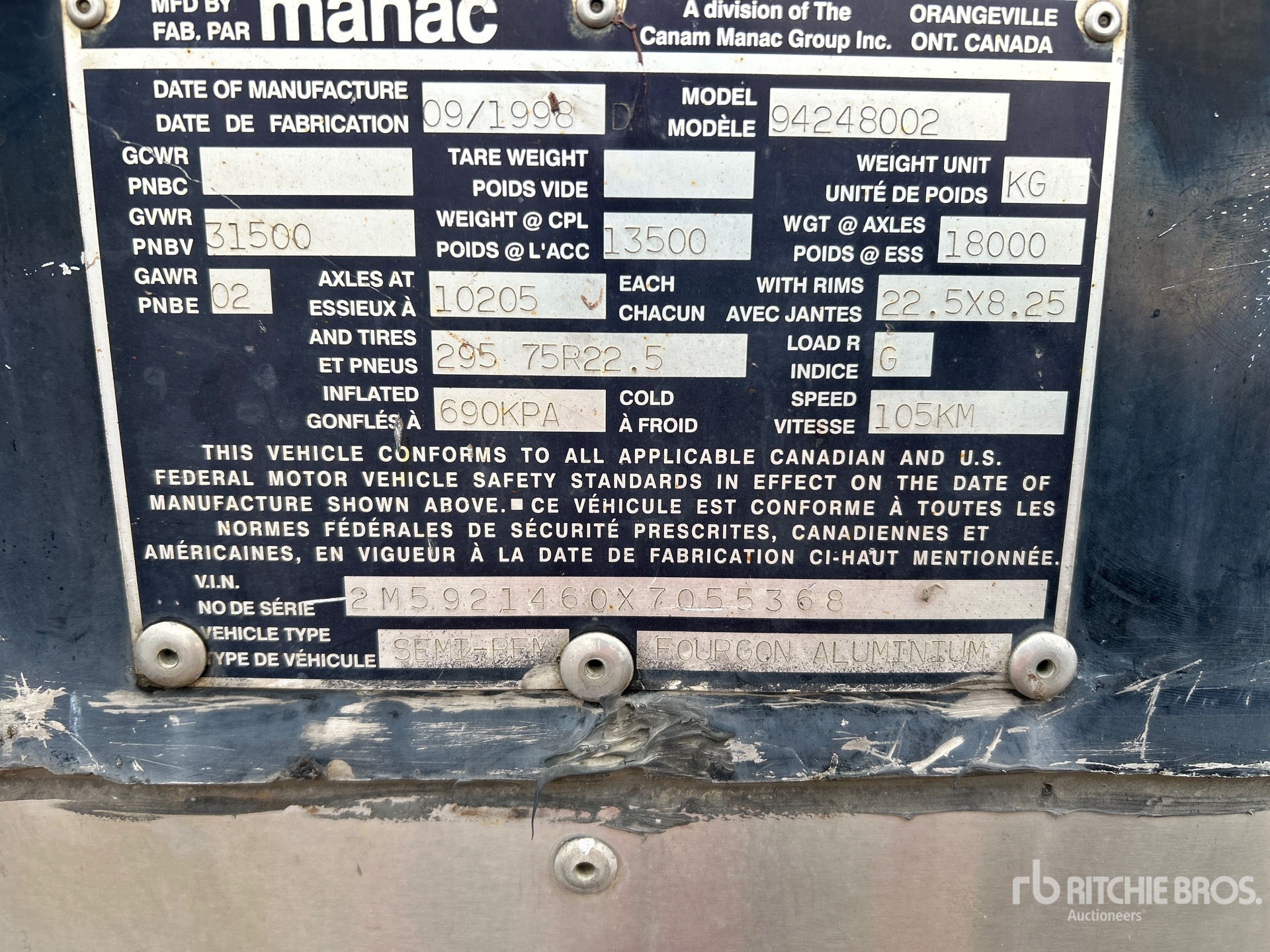 General Appearance with N.º de serie/VIN