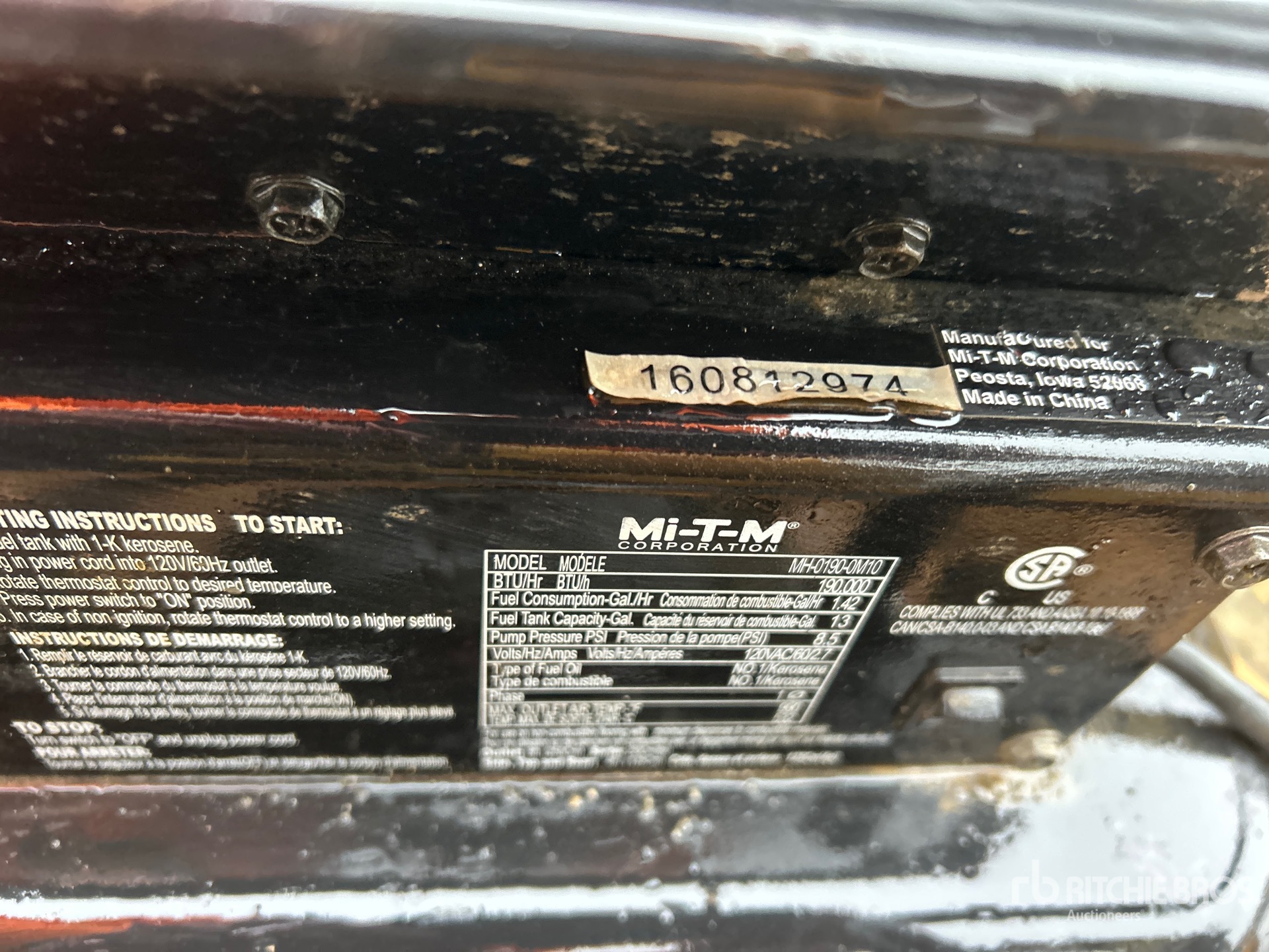 General Appearance with Serial Number / VIN