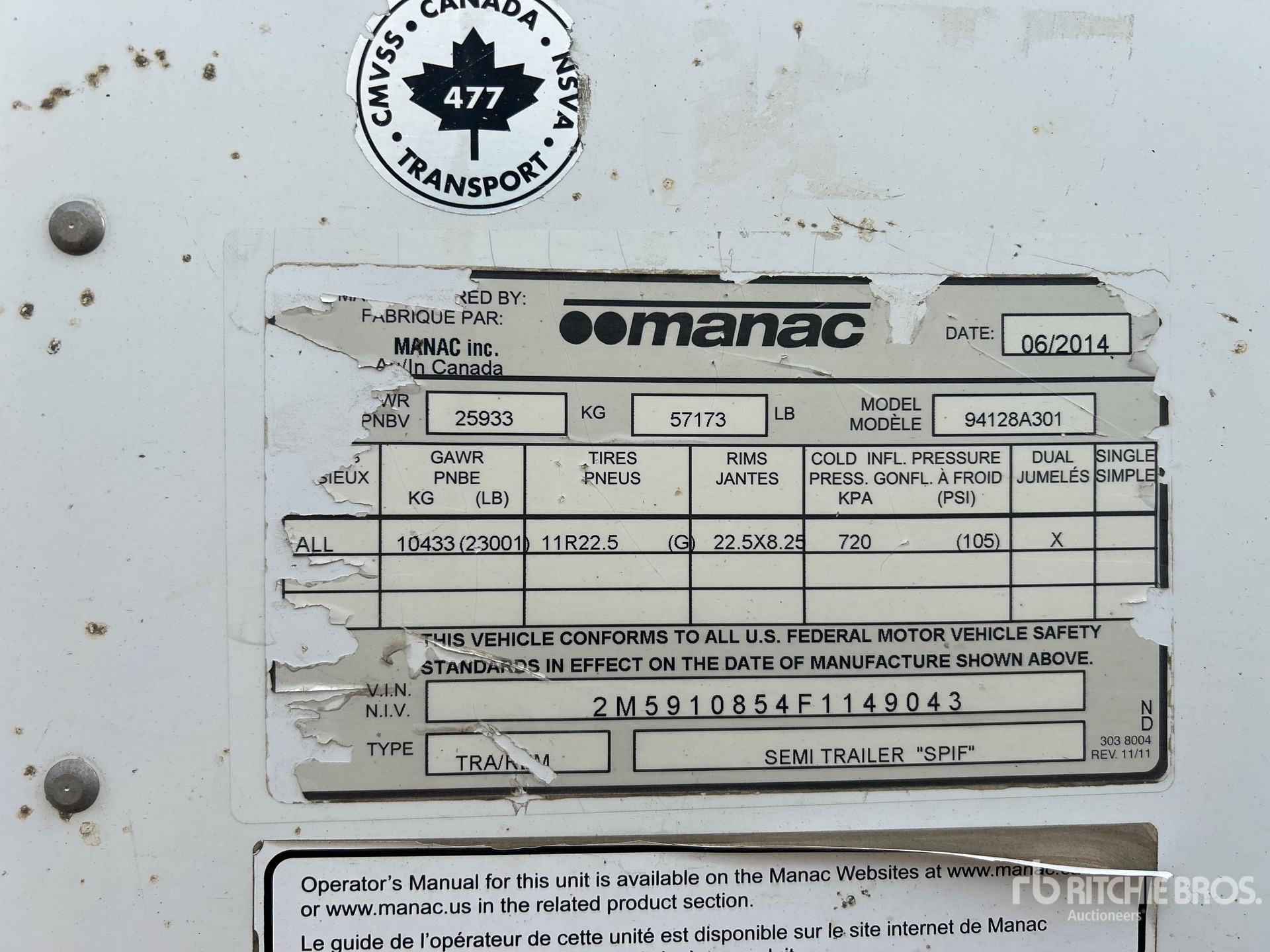 General Appearance with Serial Number / VIN