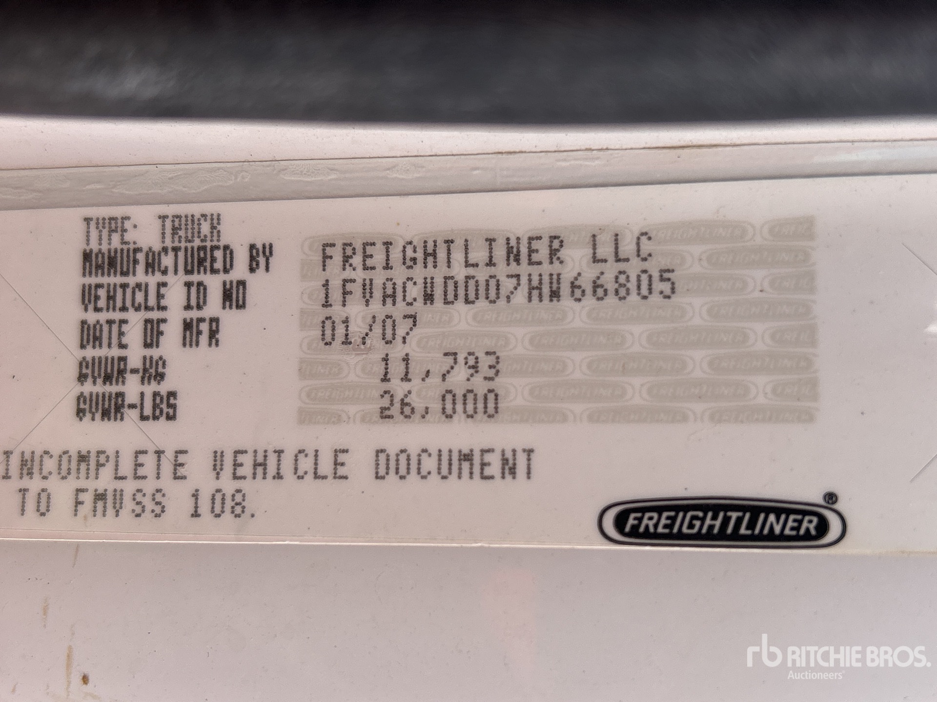 General Appearance with Serial Number / VIN