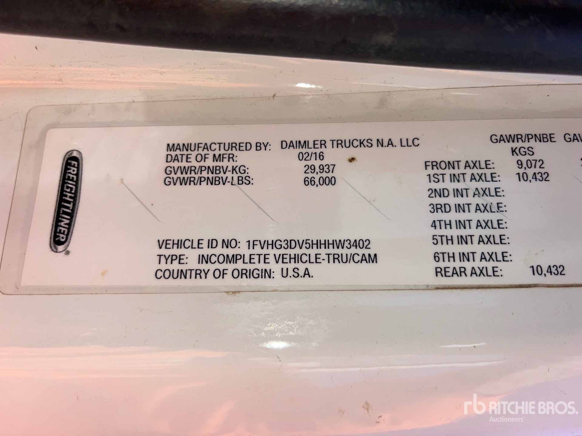 General Appearance with Serial Number / VIN