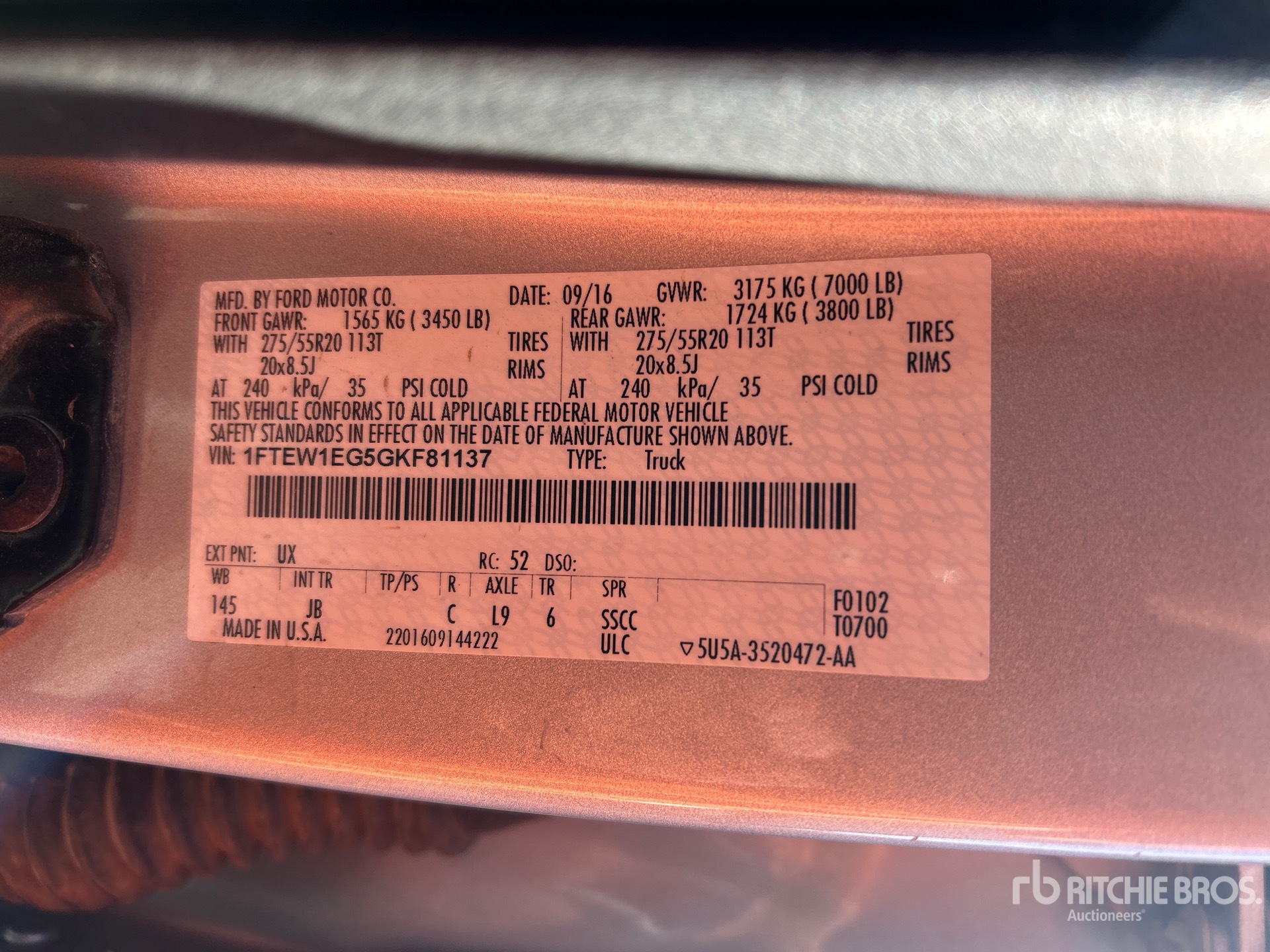 General Appearance with N.º de serie/VIN