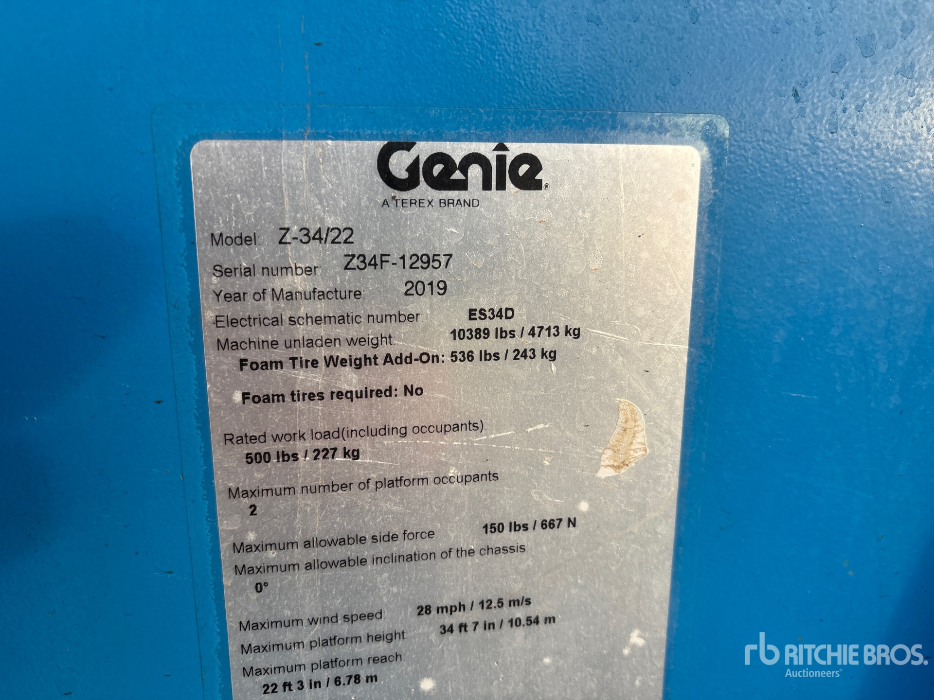 General Appearance with N.º de serie/VIN