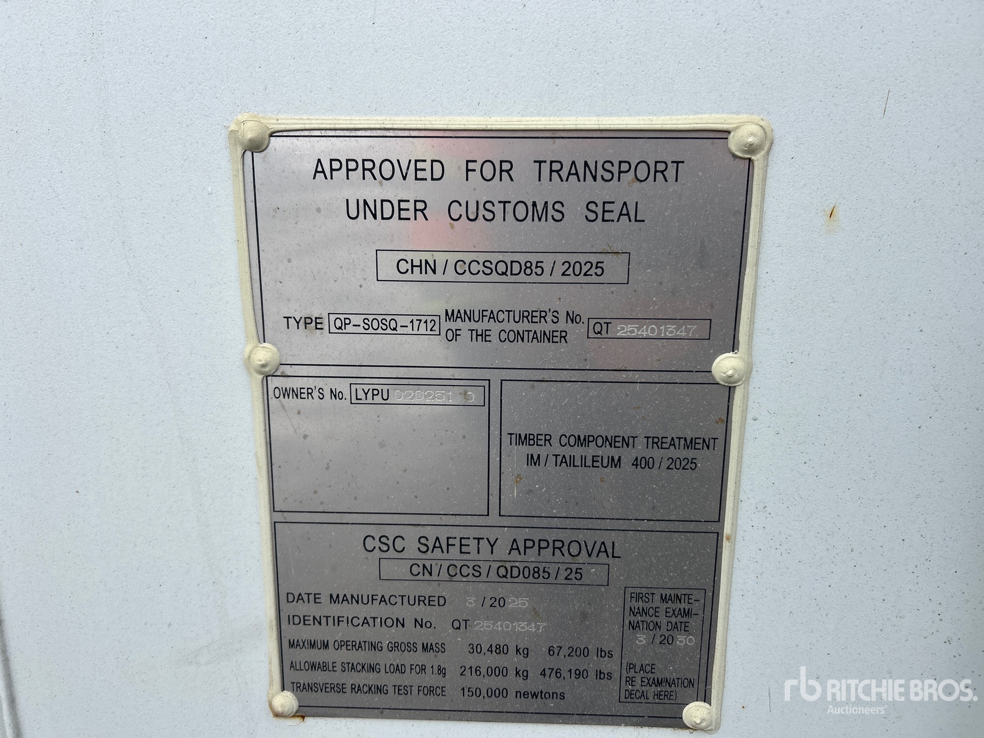 General Appearance with Serial Number / VIN