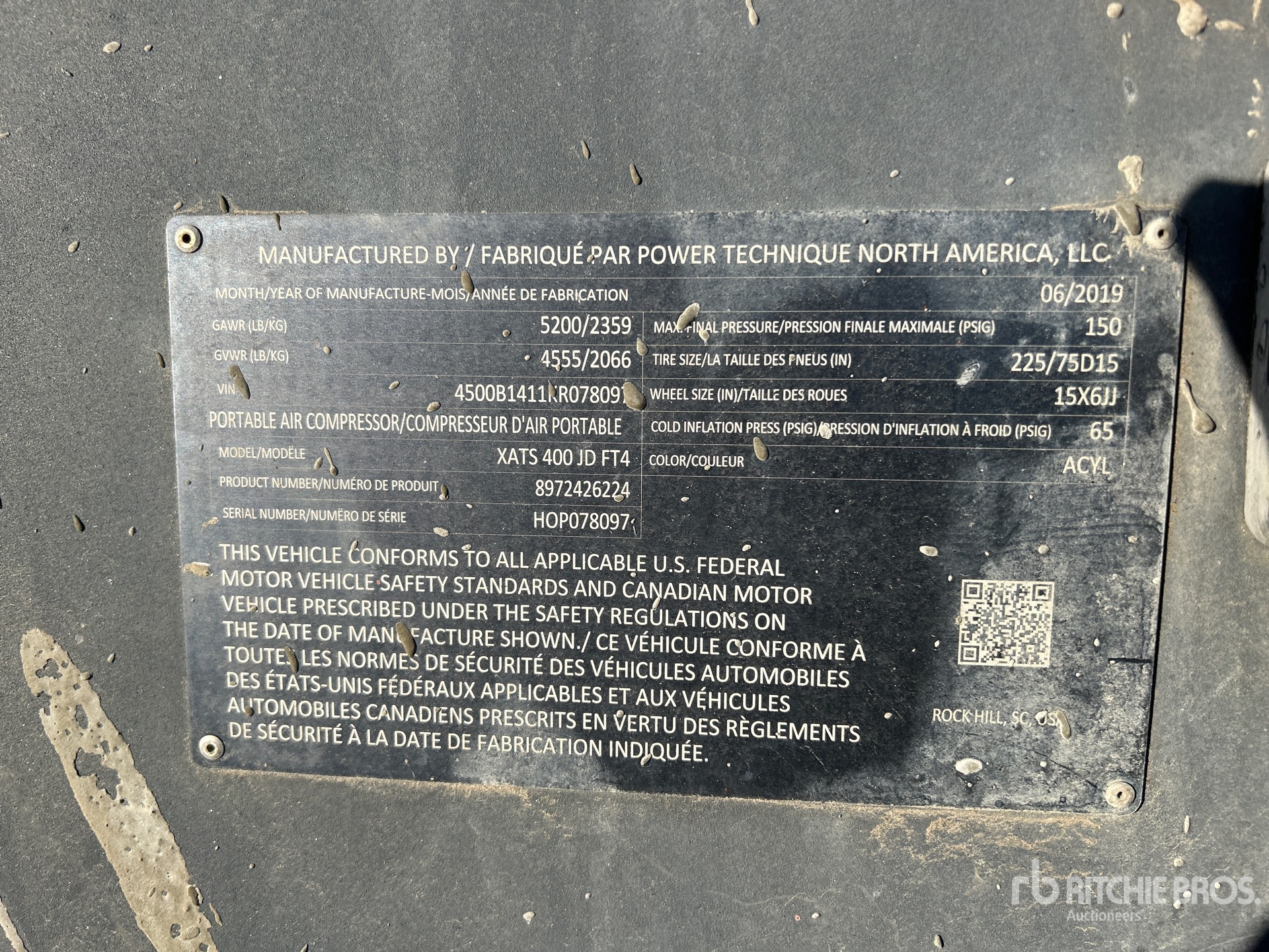 General Appearance with Serial Number / VIN