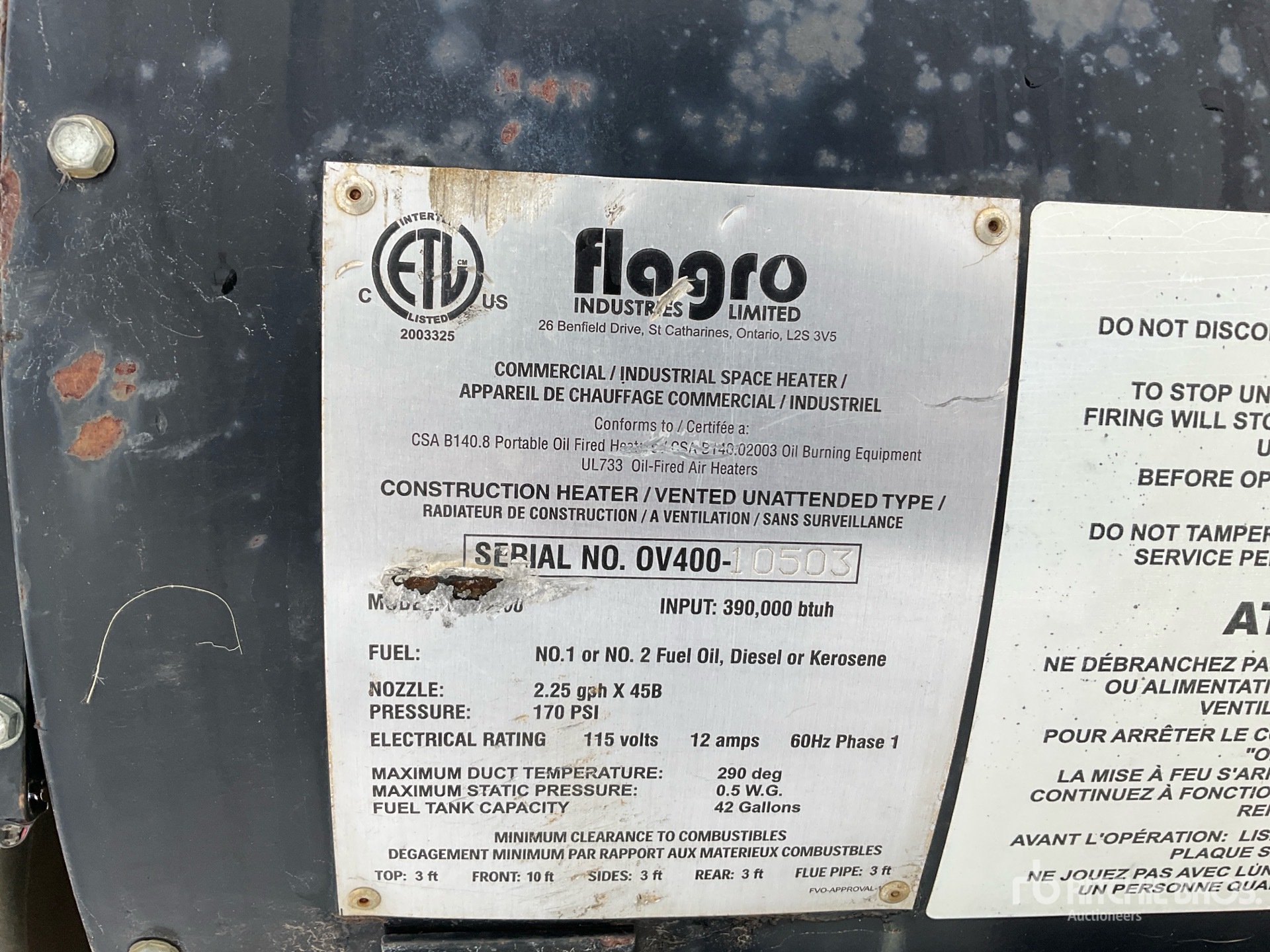 General Appearance with Serial Number / VIN