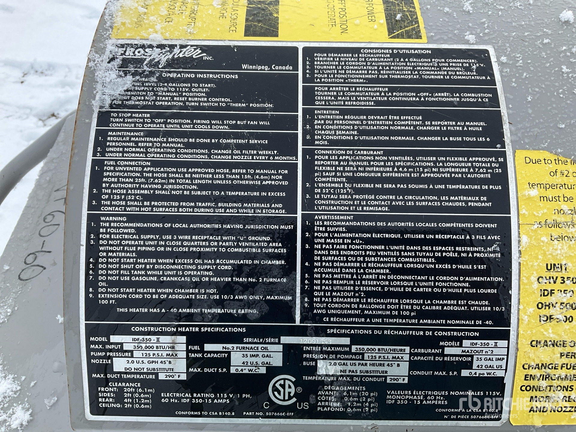 General Appearance with Serial Number / VIN