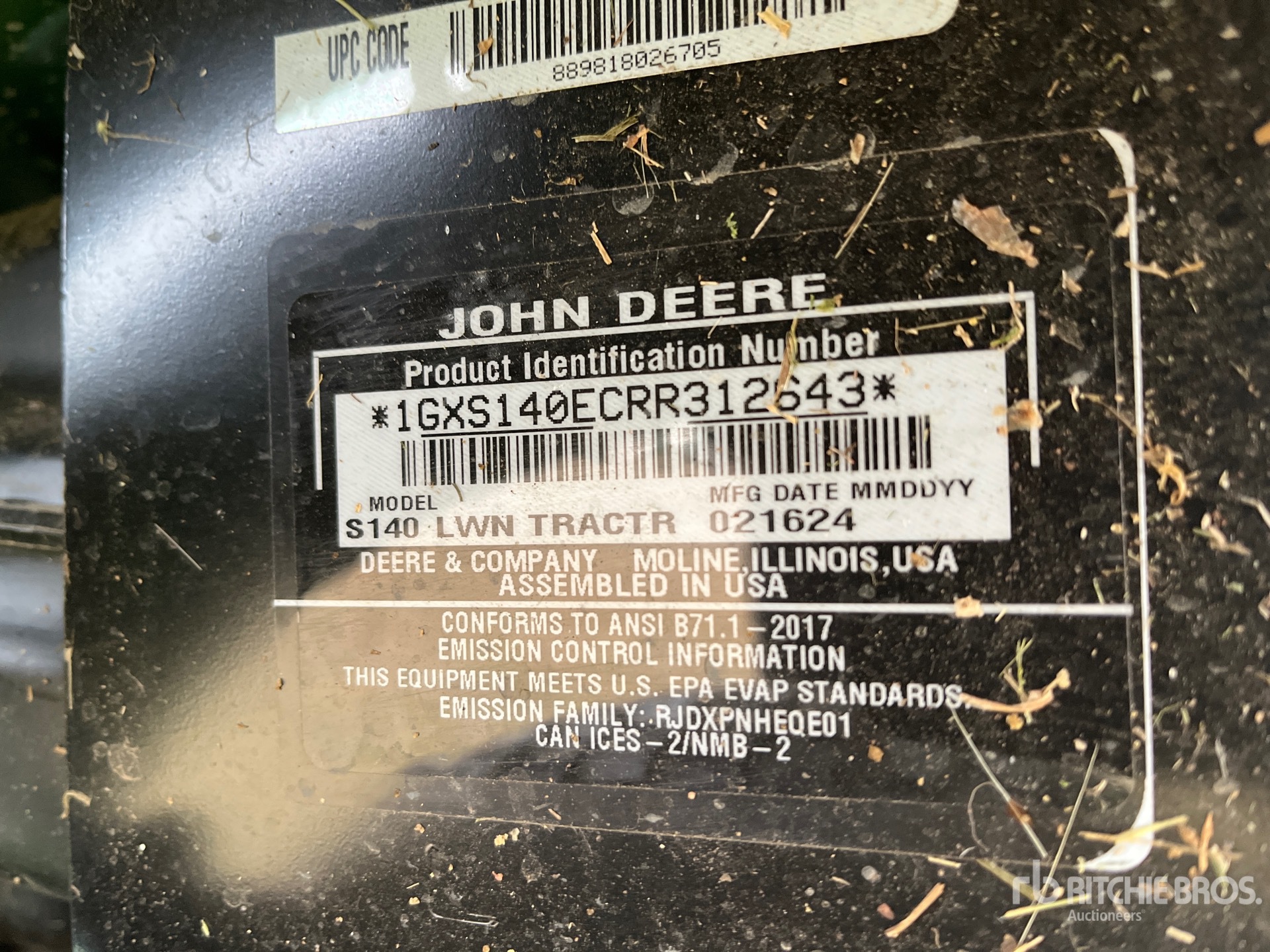 General Appearance with Serial Number / VIN