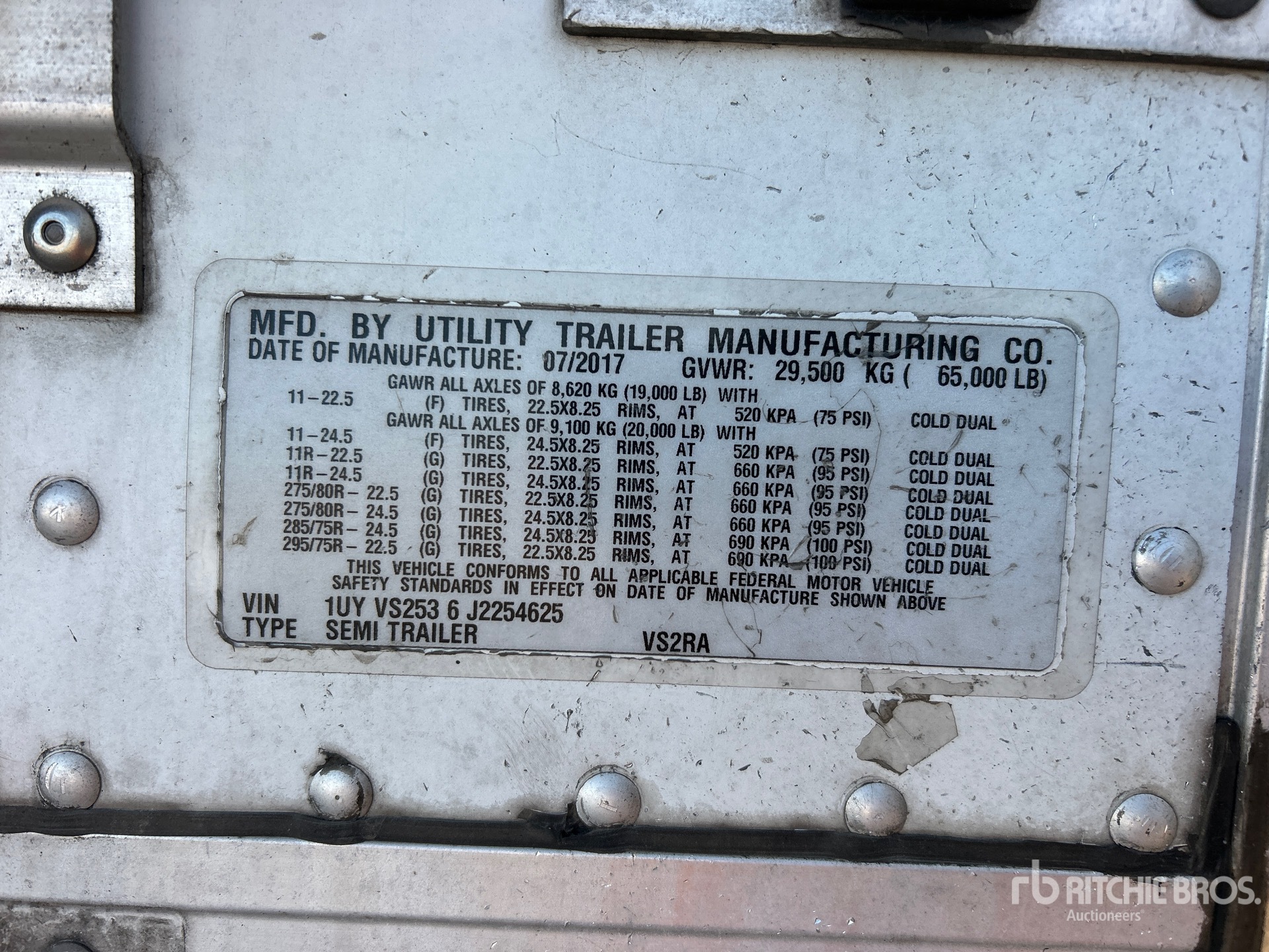 General Appearance with Serial Number / VIN