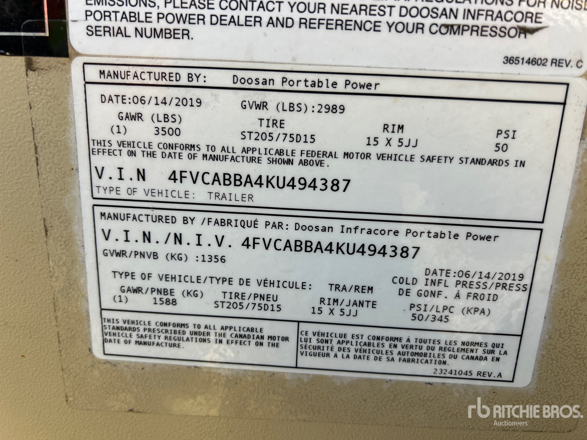 General Appearance with Serial Number / VIN