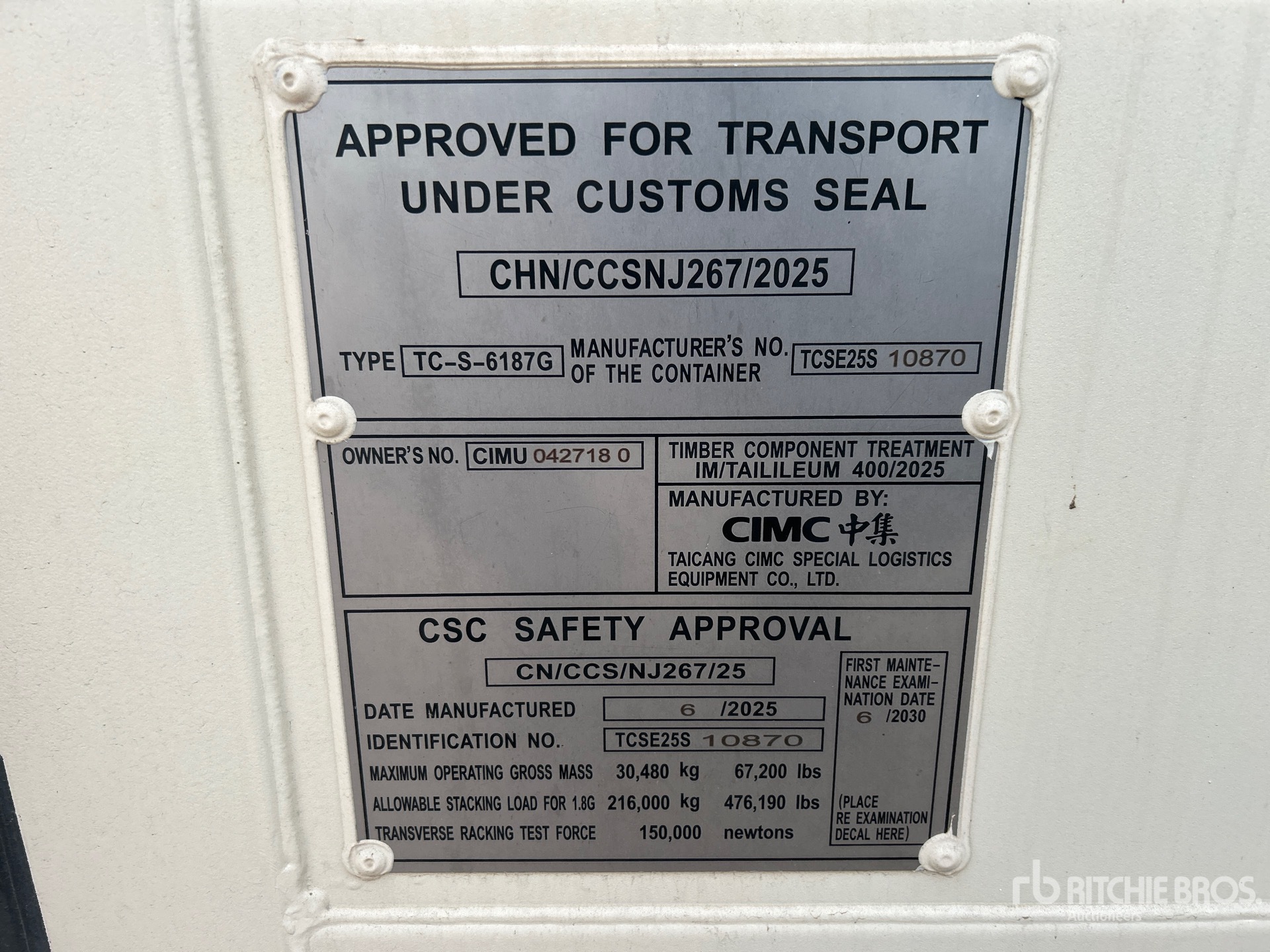 General Appearance with N.º de serie/VIN