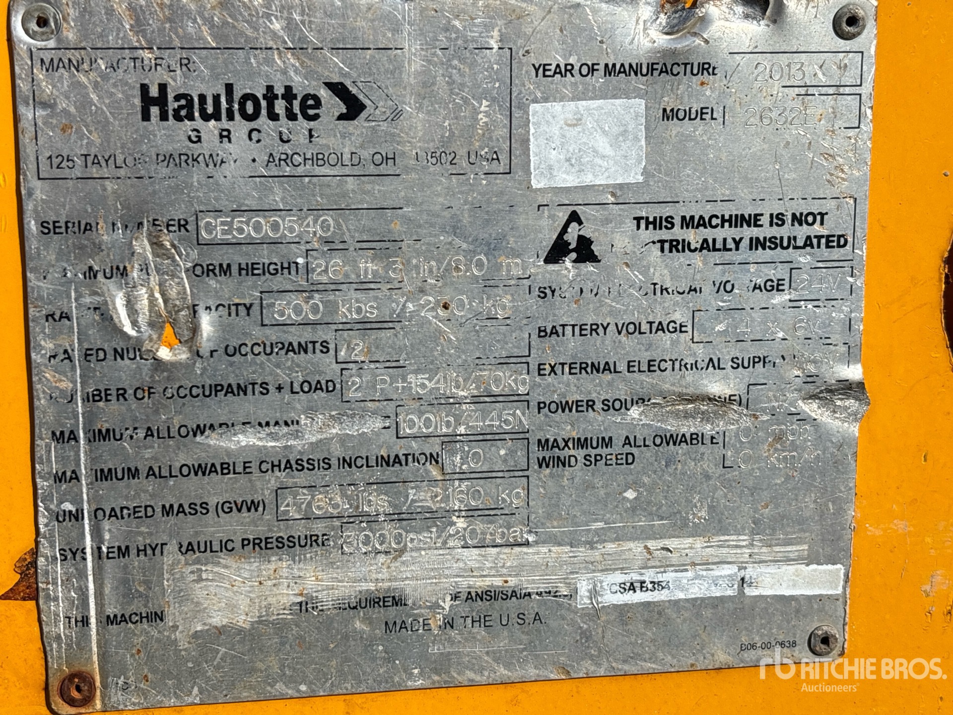 General Appearance with Serial Number / VIN