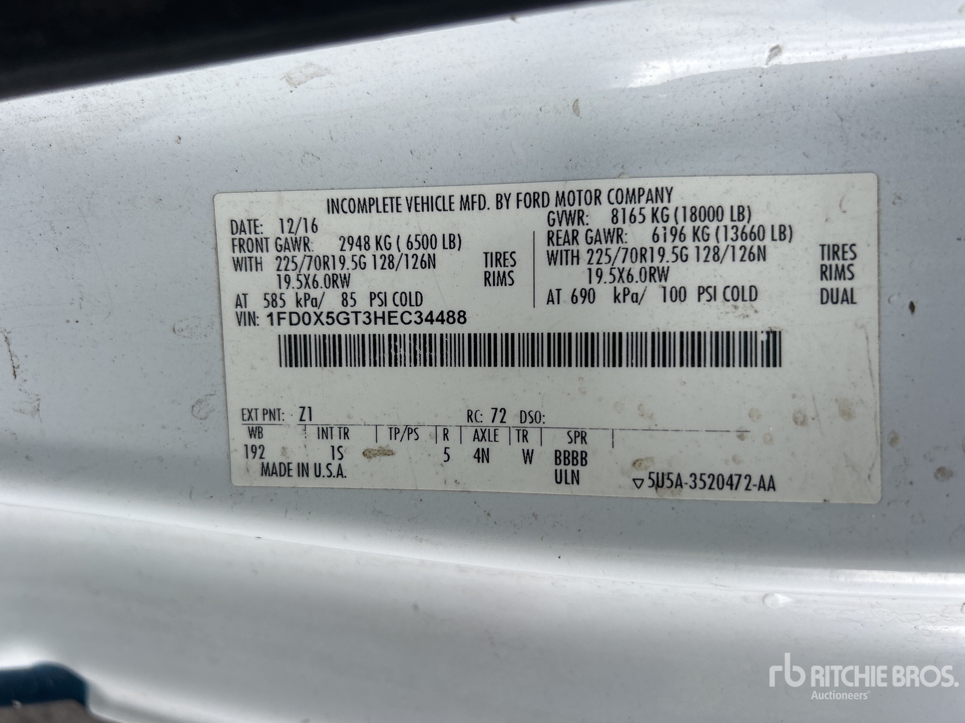 General Appearance with Serial Number / VIN