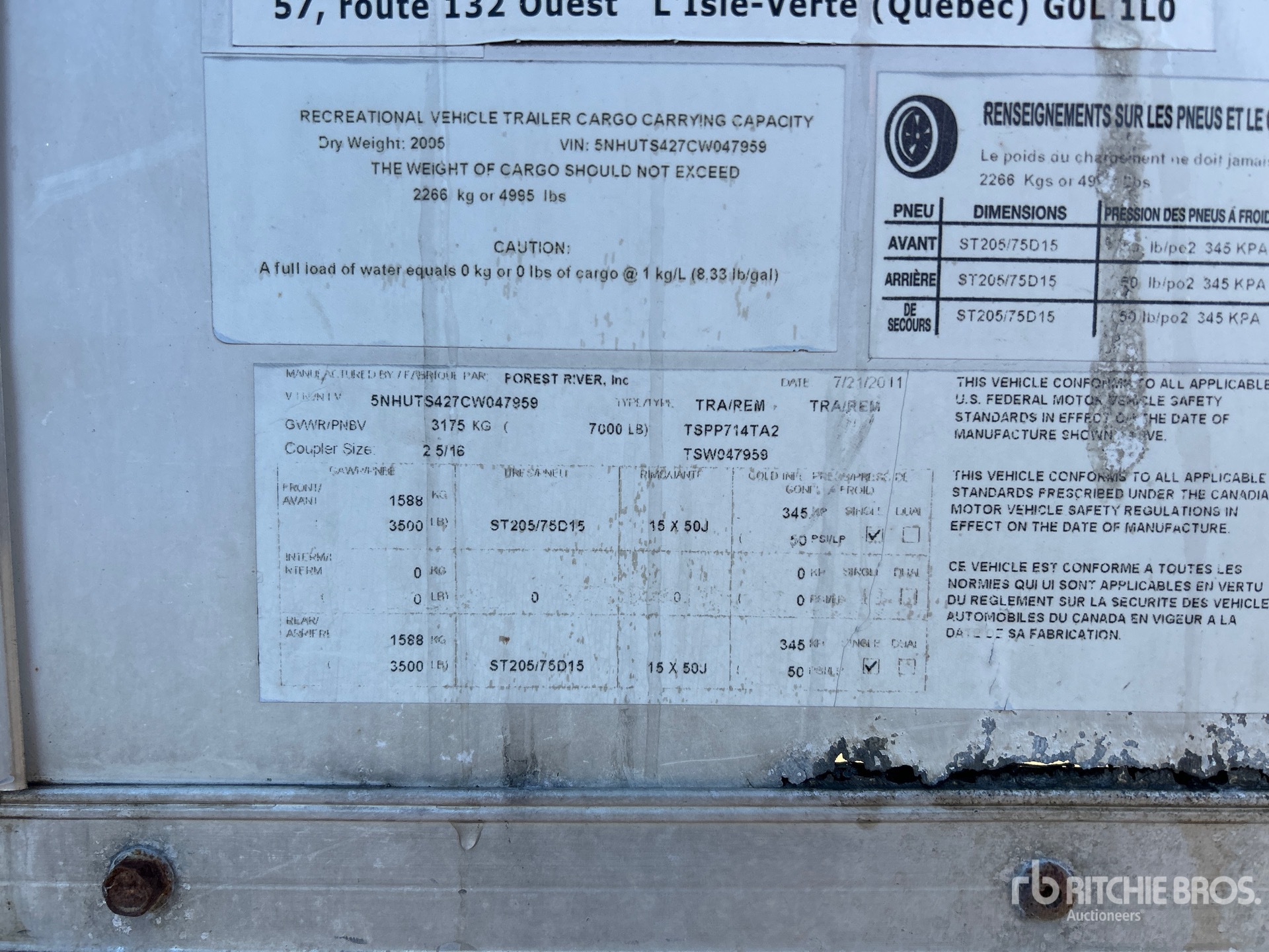 General Appearance with Serial Number / VIN