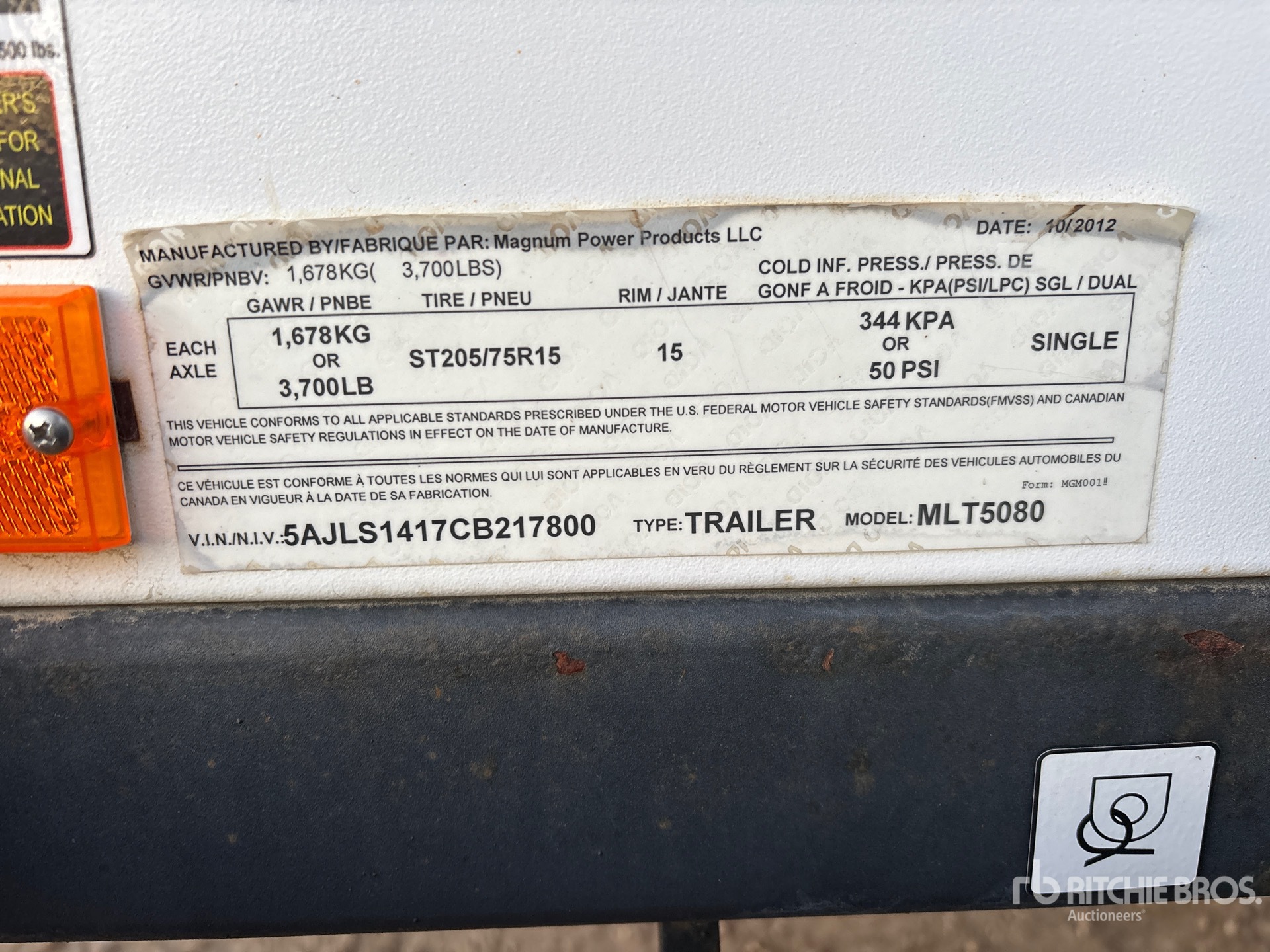 General Appearance with Serial Number / VIN