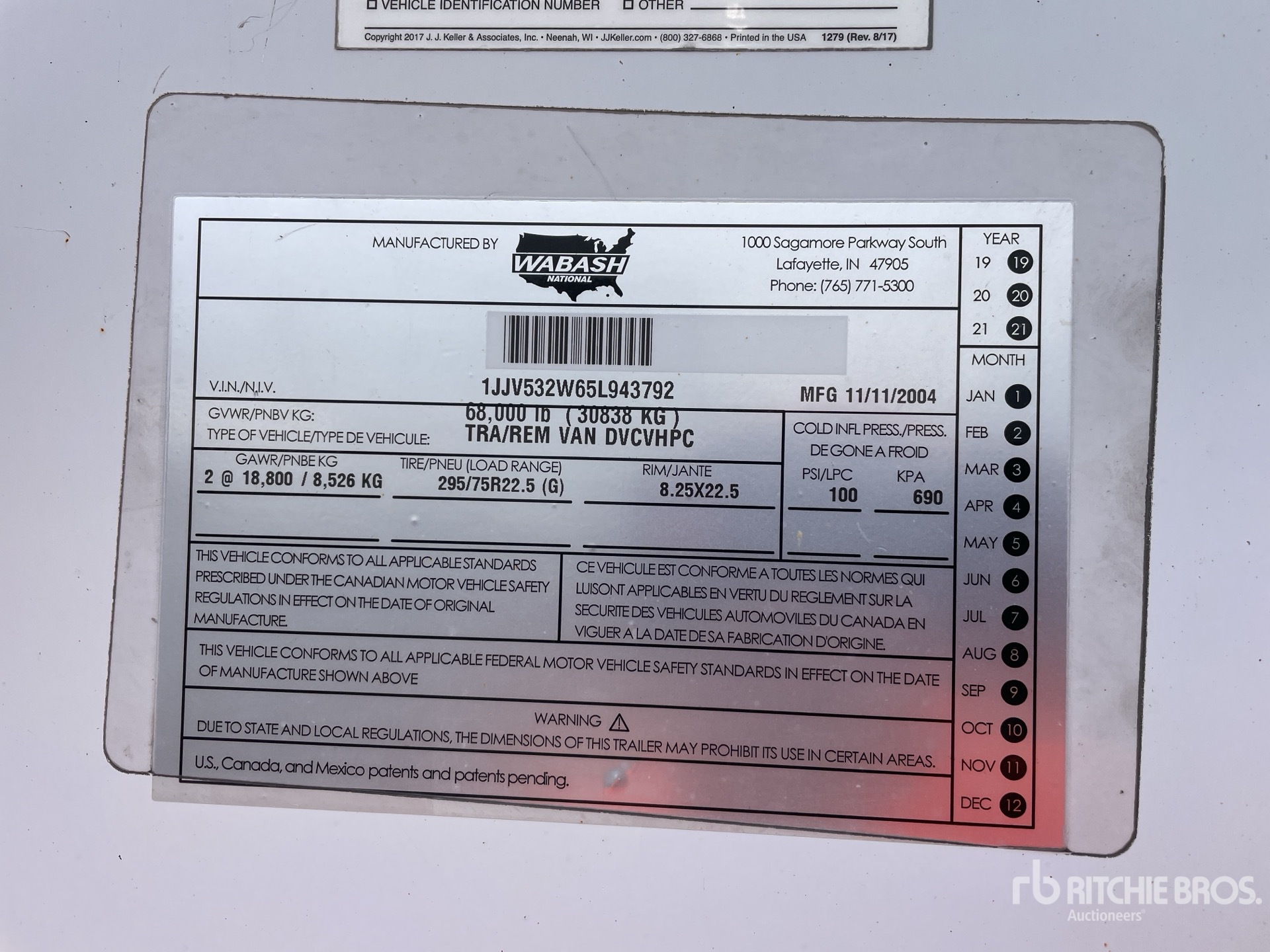 General Appearance with Serial Number / VIN