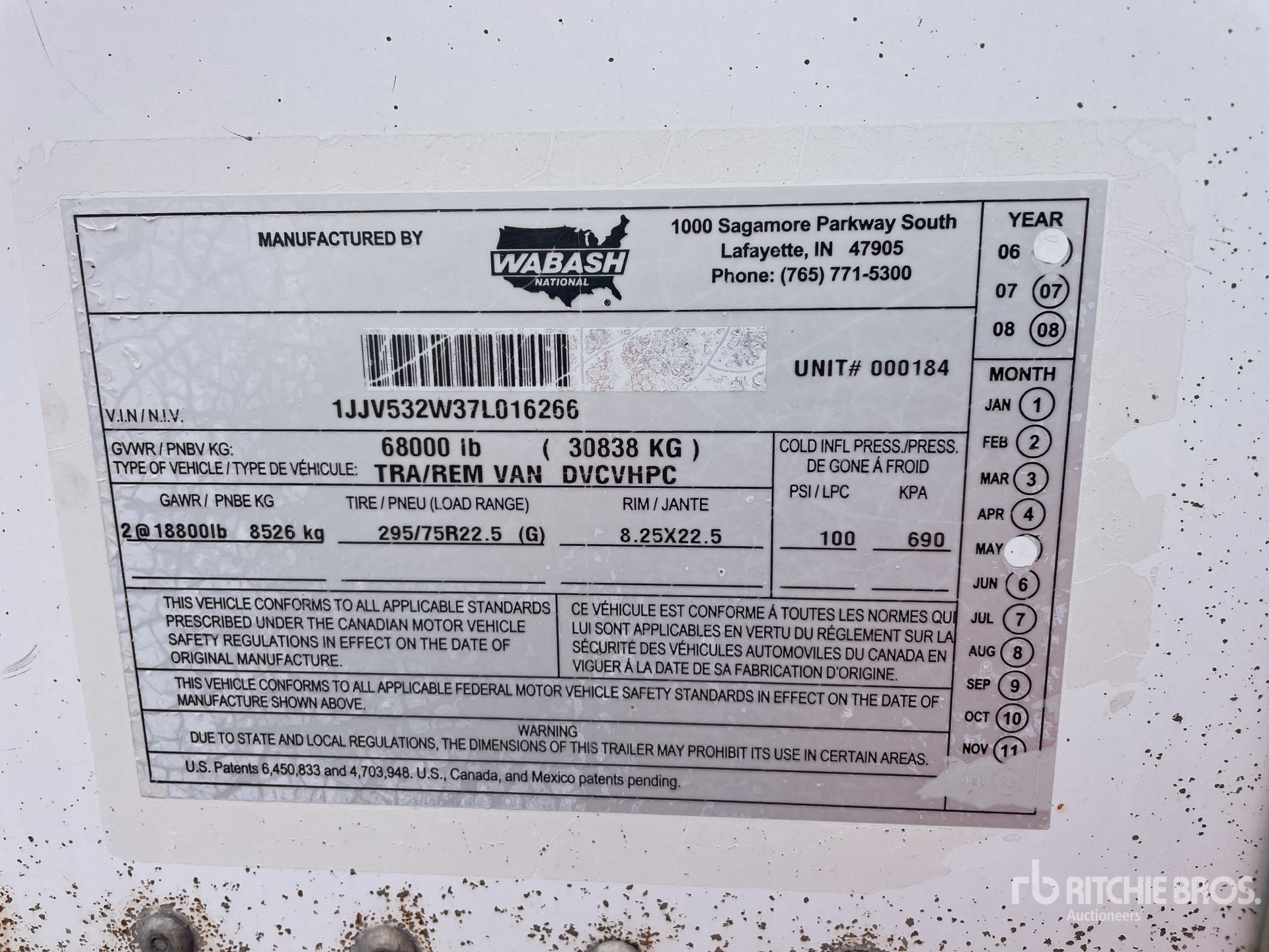 General Appearance with Serial Number / VIN