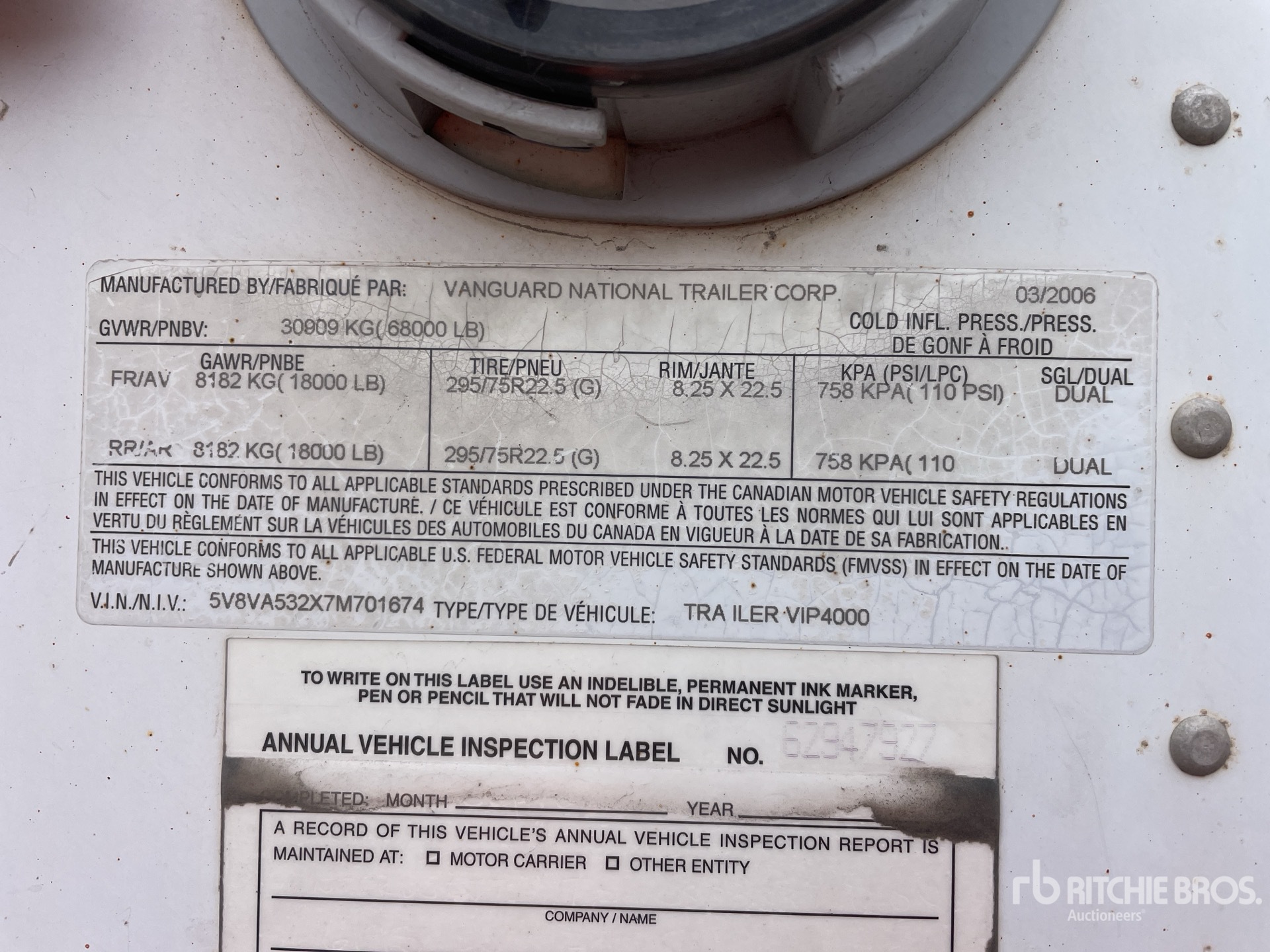 General Appearance with Serial Number / VIN