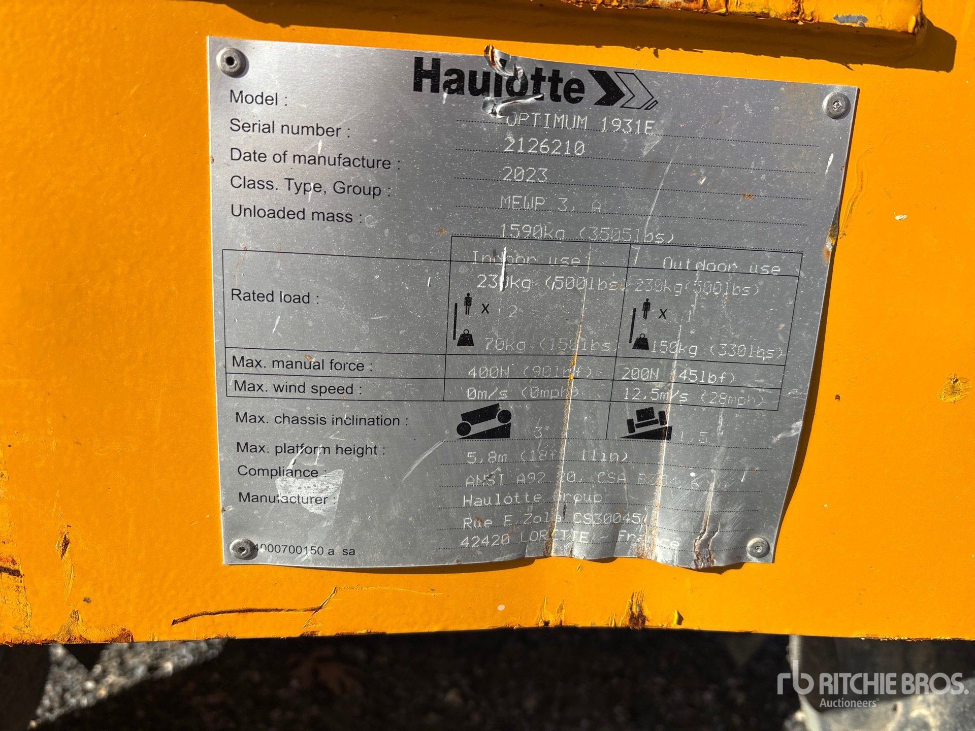 General Appearance with Serial Number / VIN