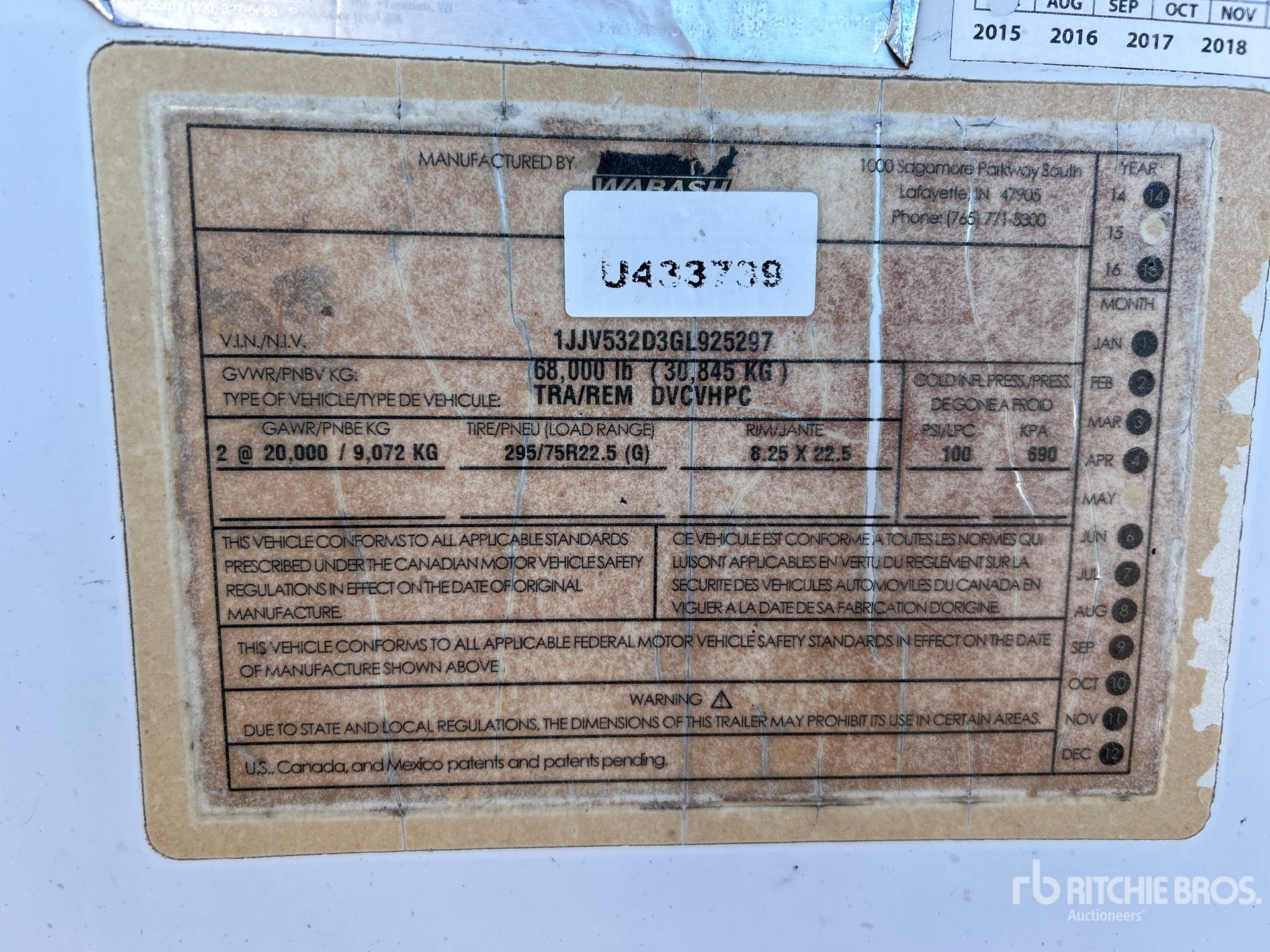 General Appearance with Serial Number / VIN