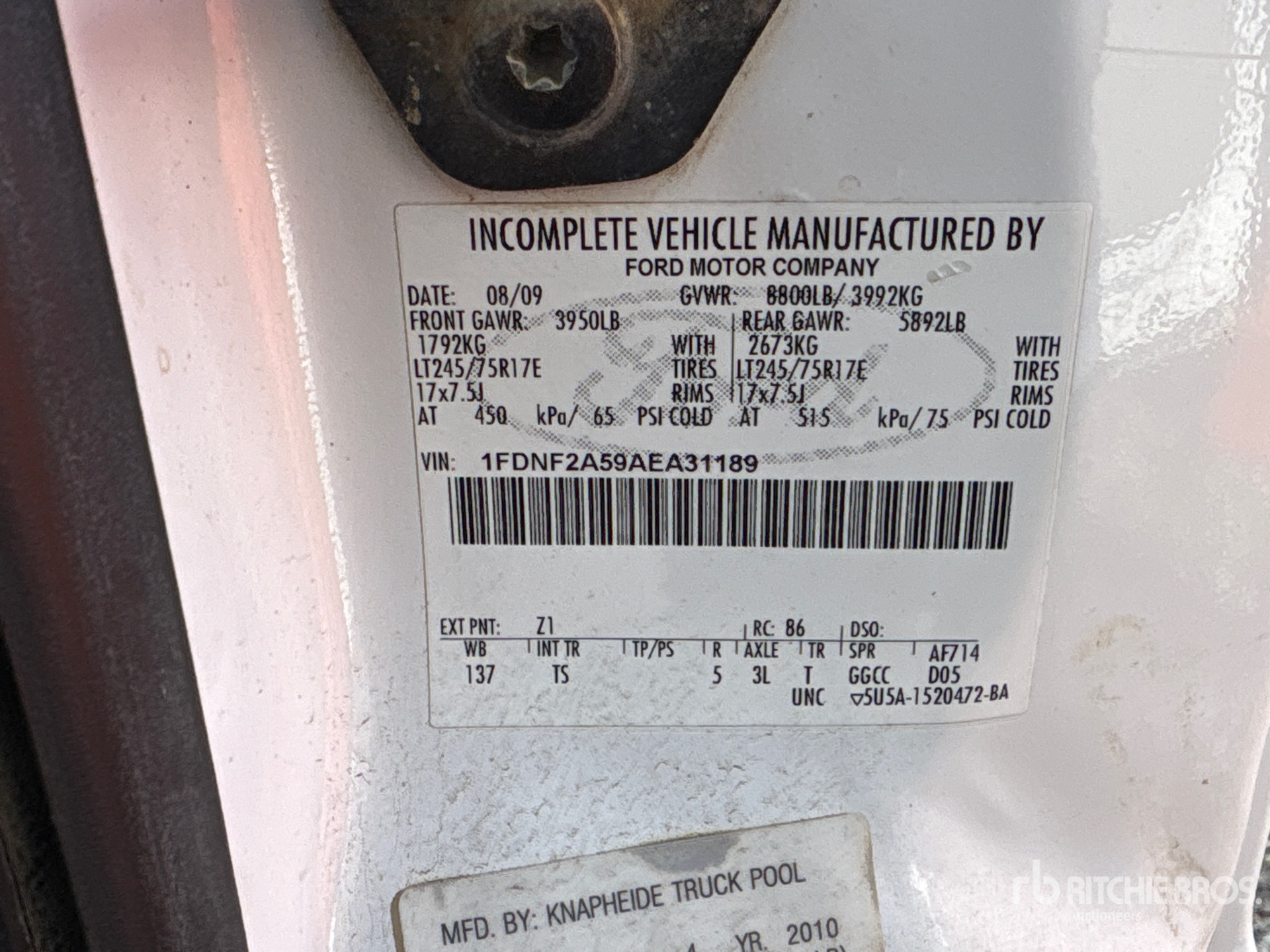 General Appearance with Serial Number / VIN