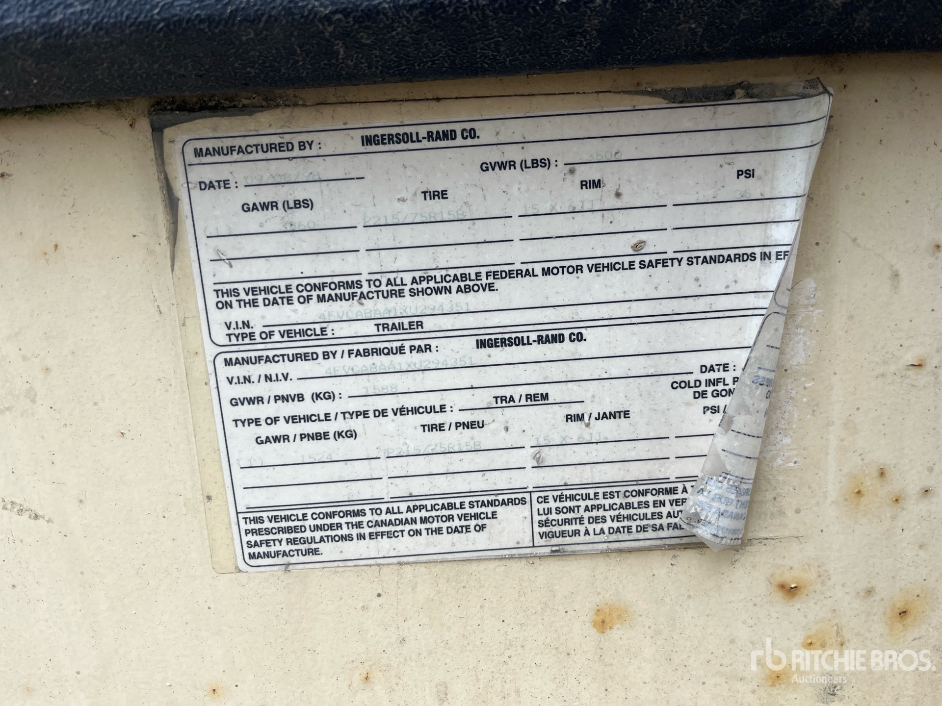 General Appearance with Serial Number / VIN