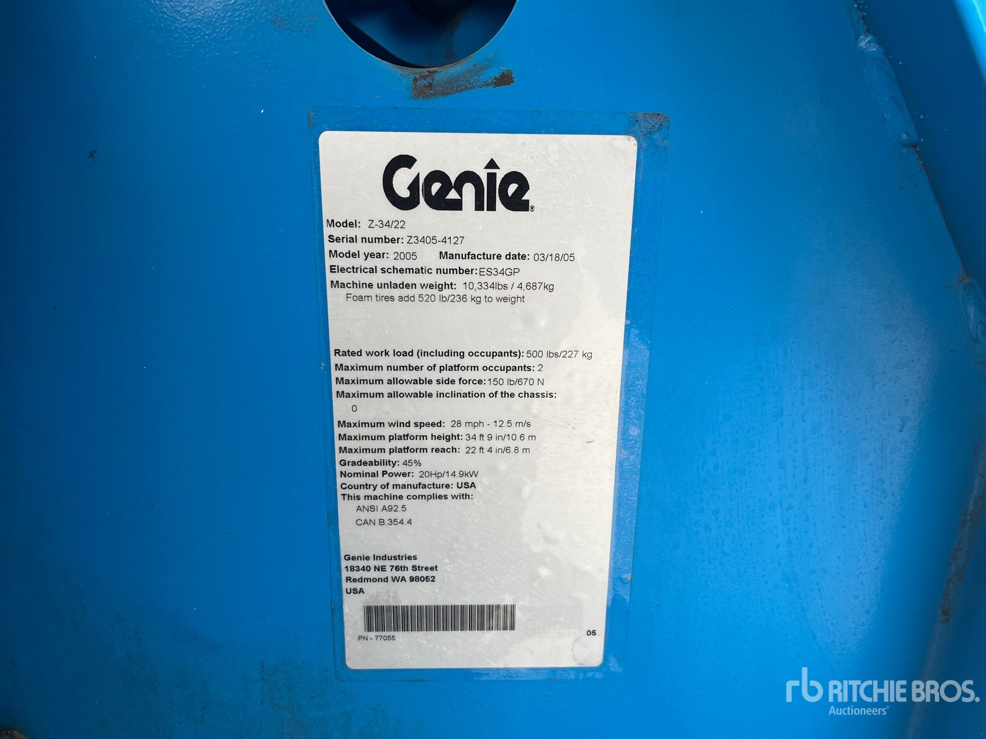 General Appearance with Serial Number / VIN