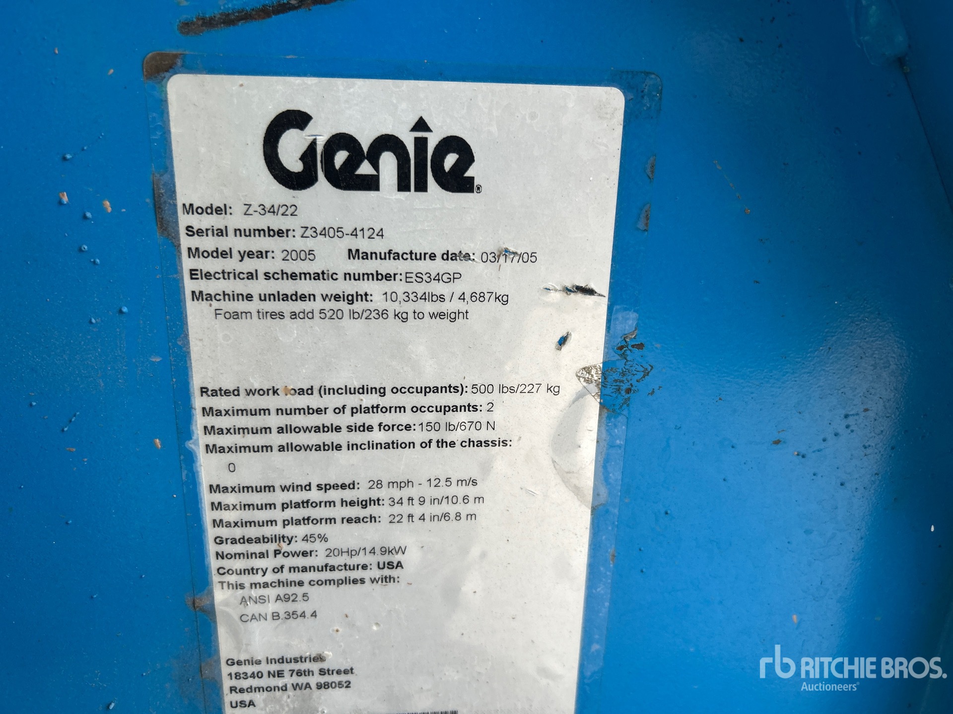 General Appearance with Serial Number / VIN